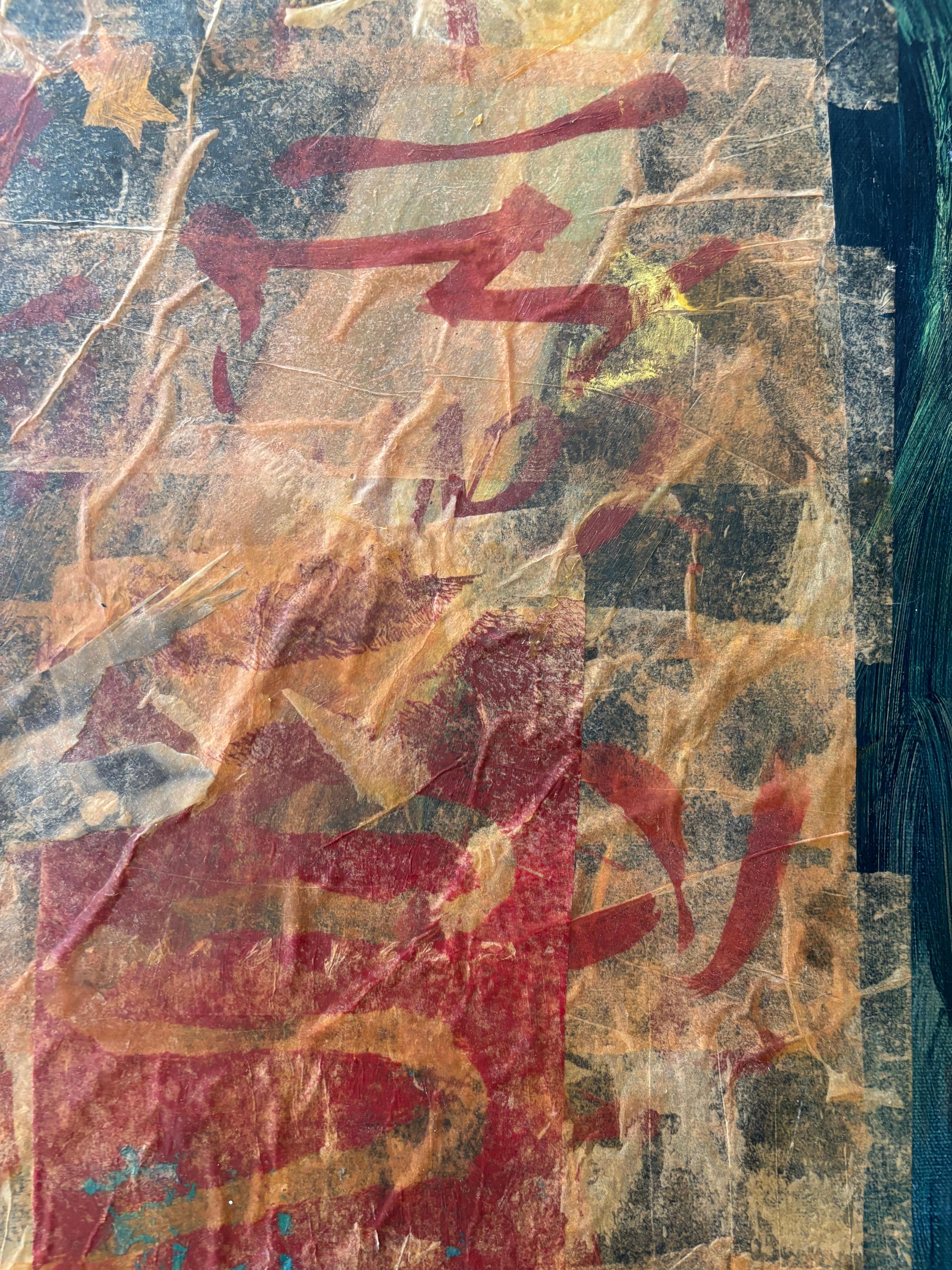 Antenati: One Who Sees Through 2023 -Pittura acrilica, cera fredda, carta velina in vendita 2