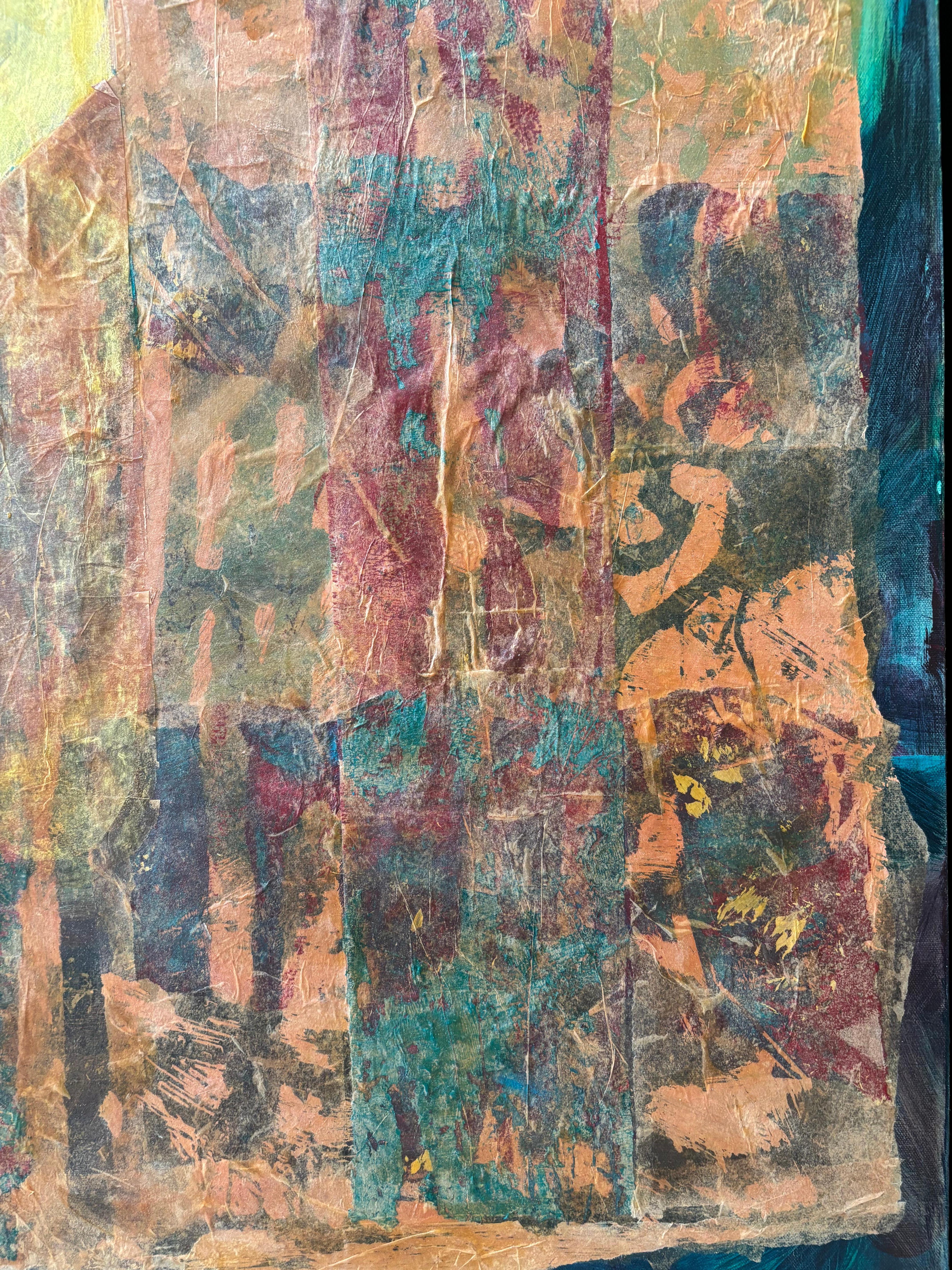 Antenati: One Who Sees Through 2023 -Pittura acrilica, cera fredda, carta velina in vendita 4