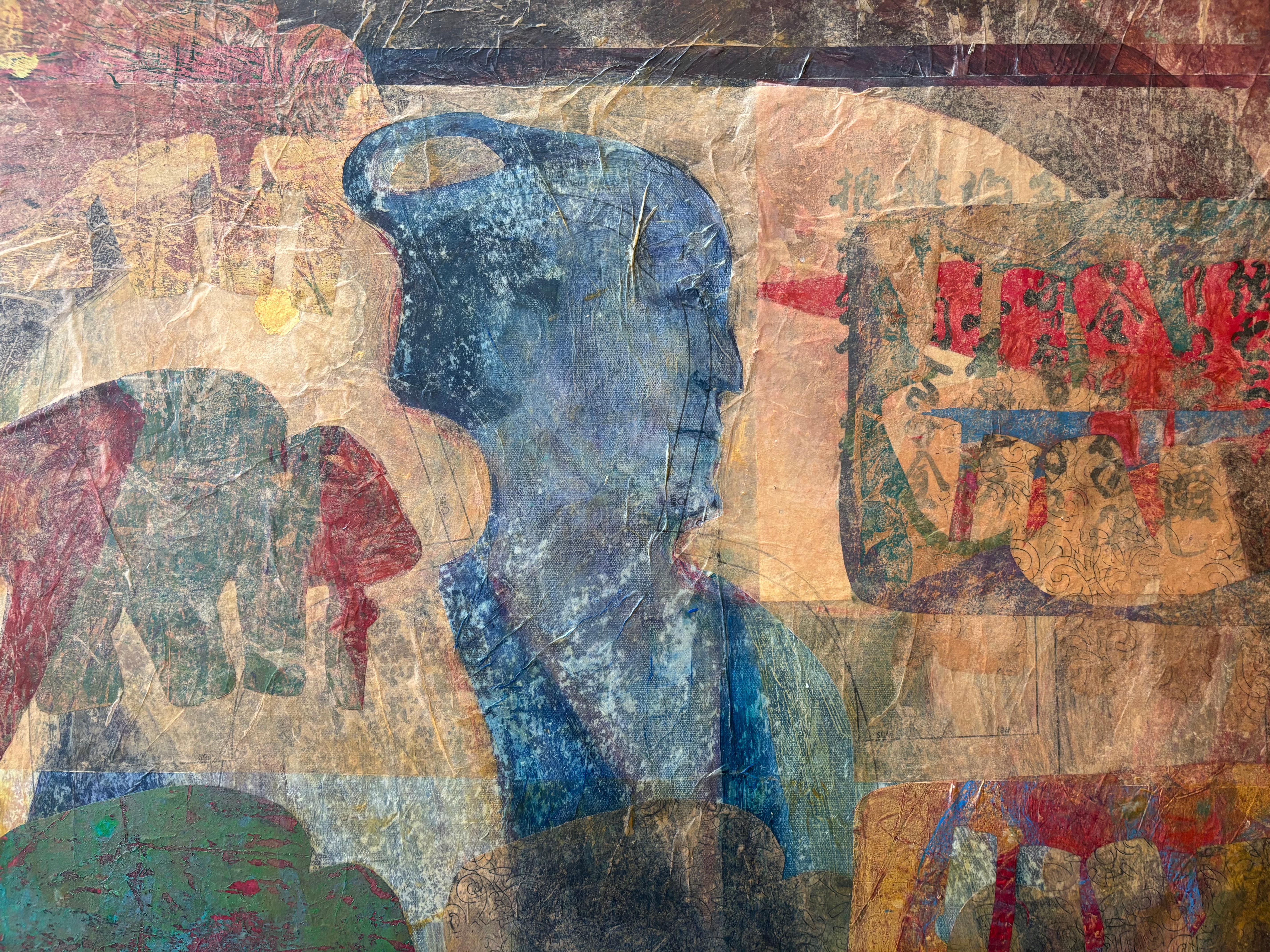Ancêtres : Maître de cérémonie  Peinture acrylique, cire froide, peinture à l'huile en monoprintures en vente 6