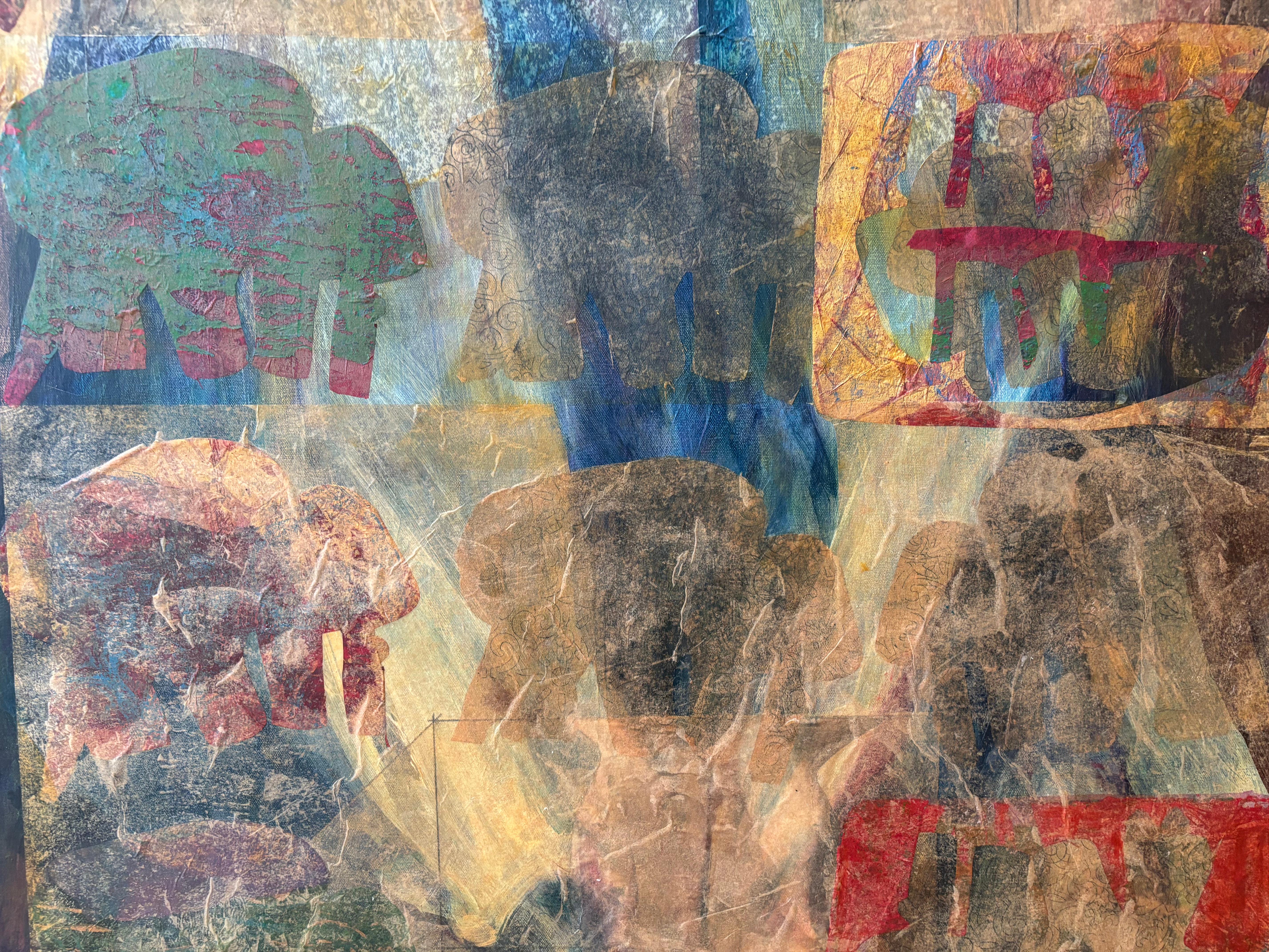 Ancêtres : Maître de cérémonie  Peinture acrylique, cire froide, peinture à l'huile en monoprintures en vente 7
