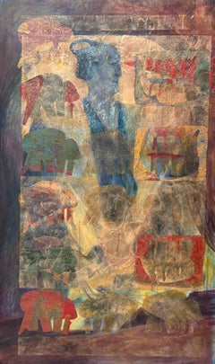 Ancêtres : Maître de cérémonie  Peinture acrylique, cire froide, peinture à l'huile en monoprintures