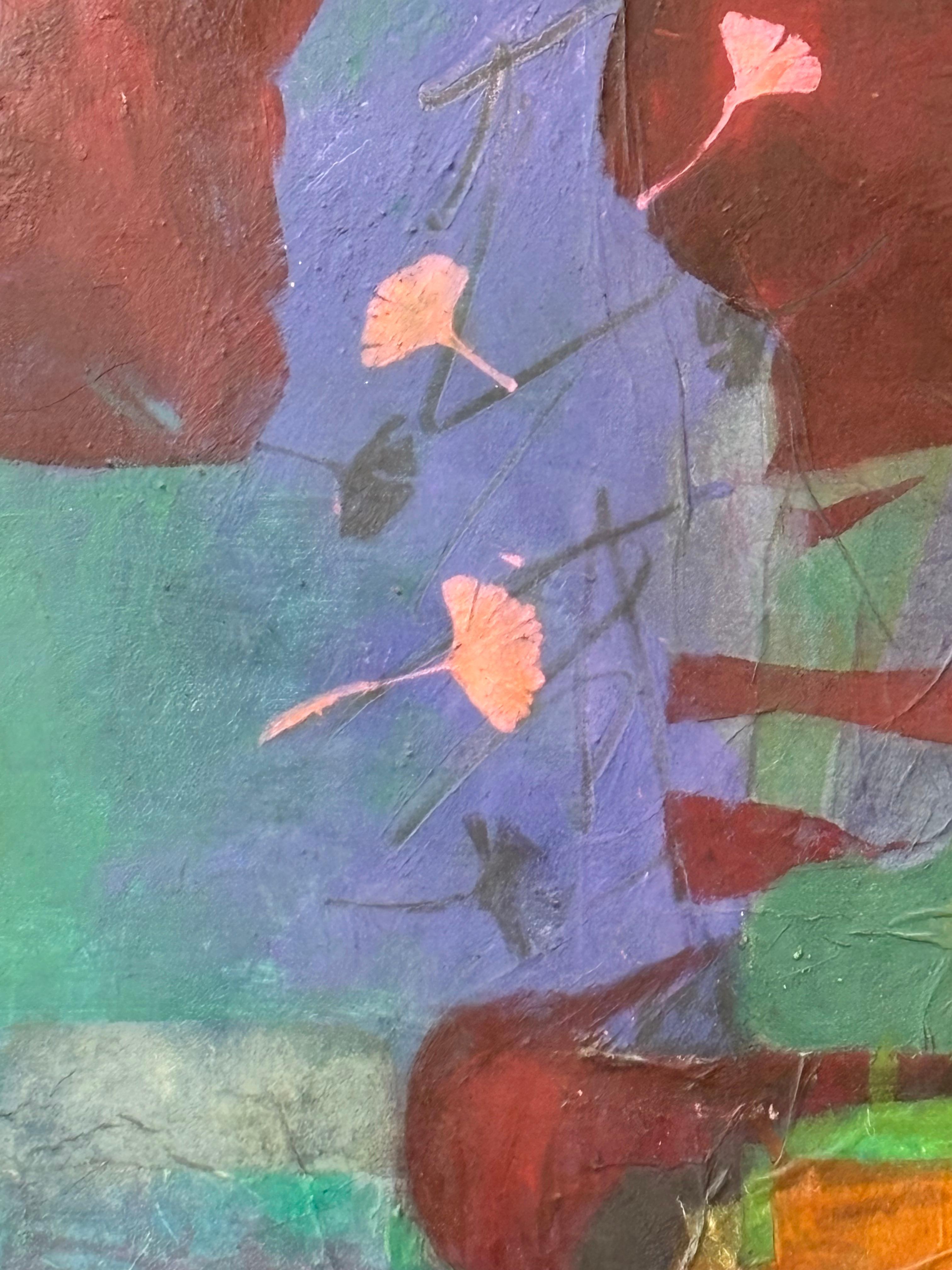 Ancient One-Acrylic painting, tissue paper monoprints on canvas. - Painting by Majio