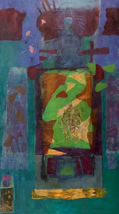 Ancient One-Acrylic painting, tissue paper monoprints on canvas.