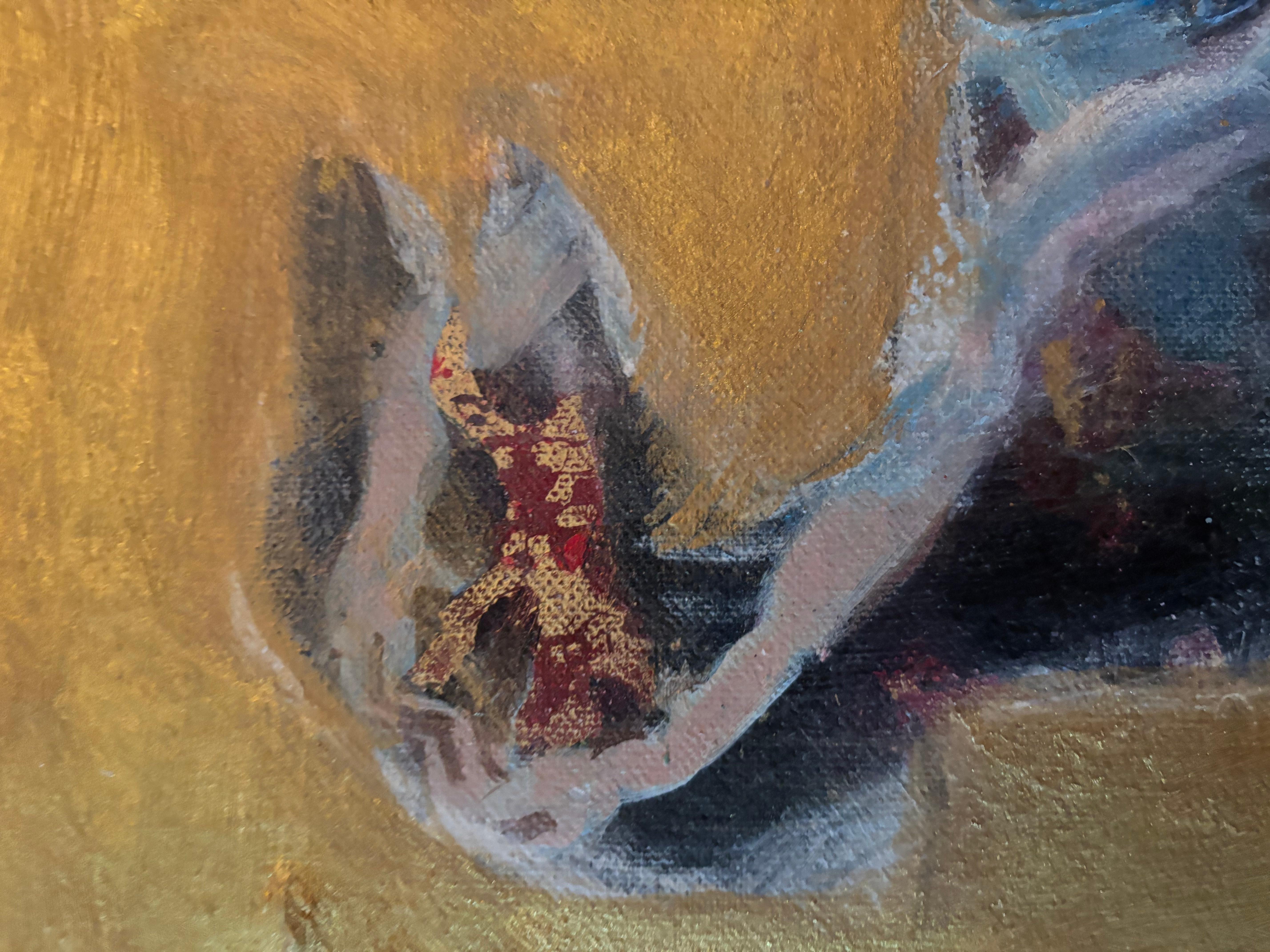 Animali I: Cavallo sull'oro - Painting di Majio