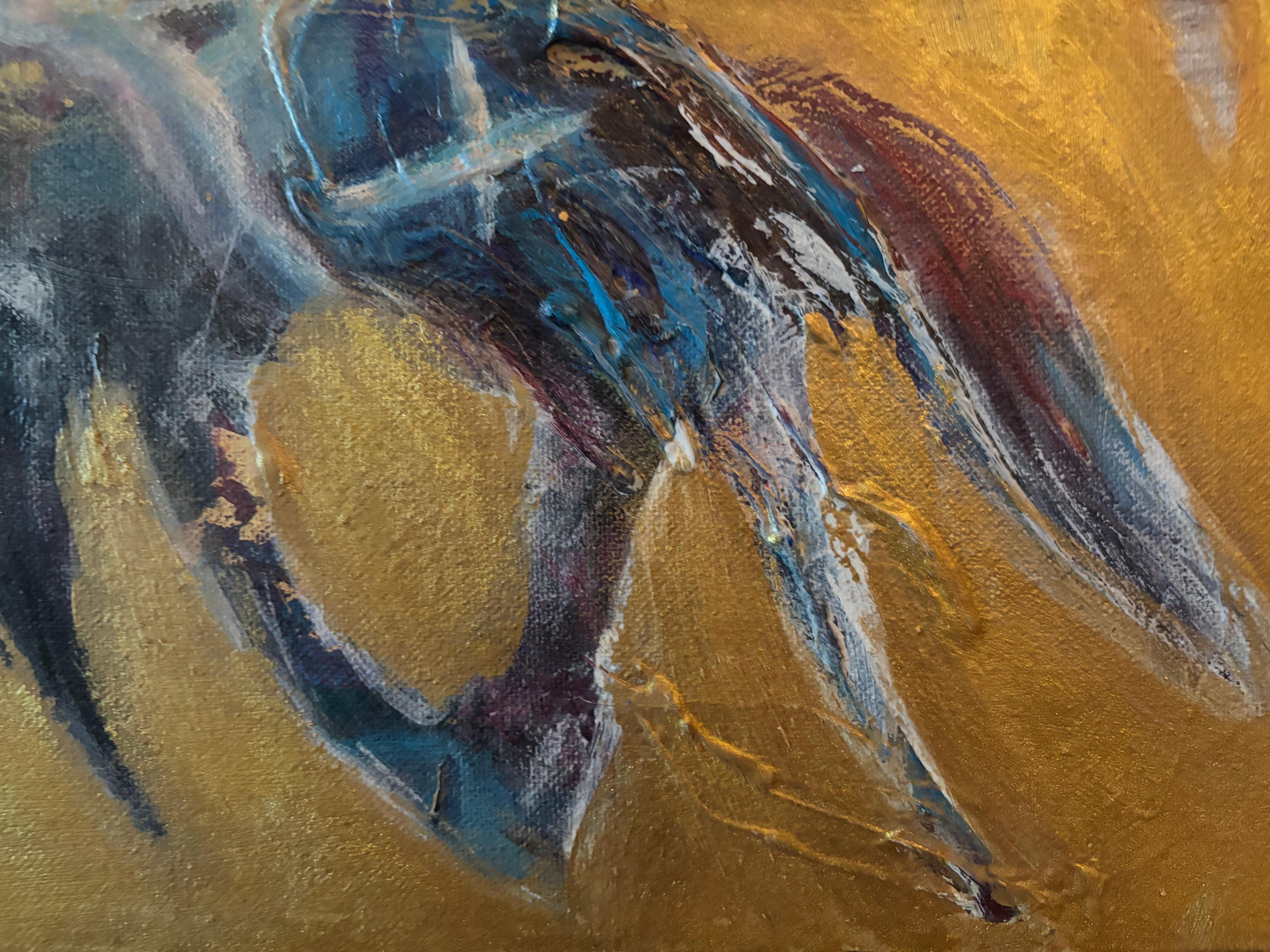 Animali I: Cavallo sull'oro - Animal Painting Marrone di Majio