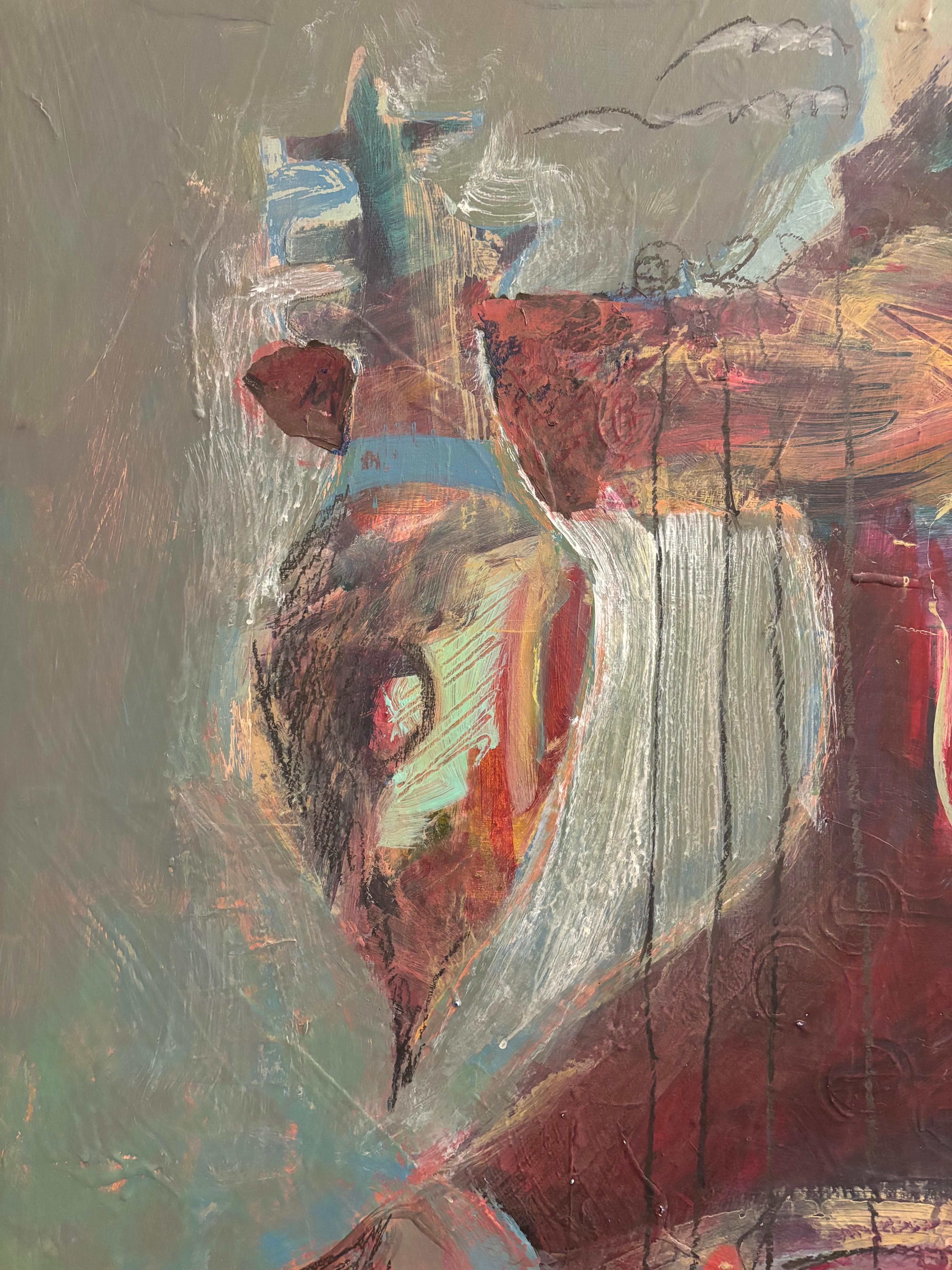 Abstract I: Anvil and Bellows - Gray Abstract Painting by Majio