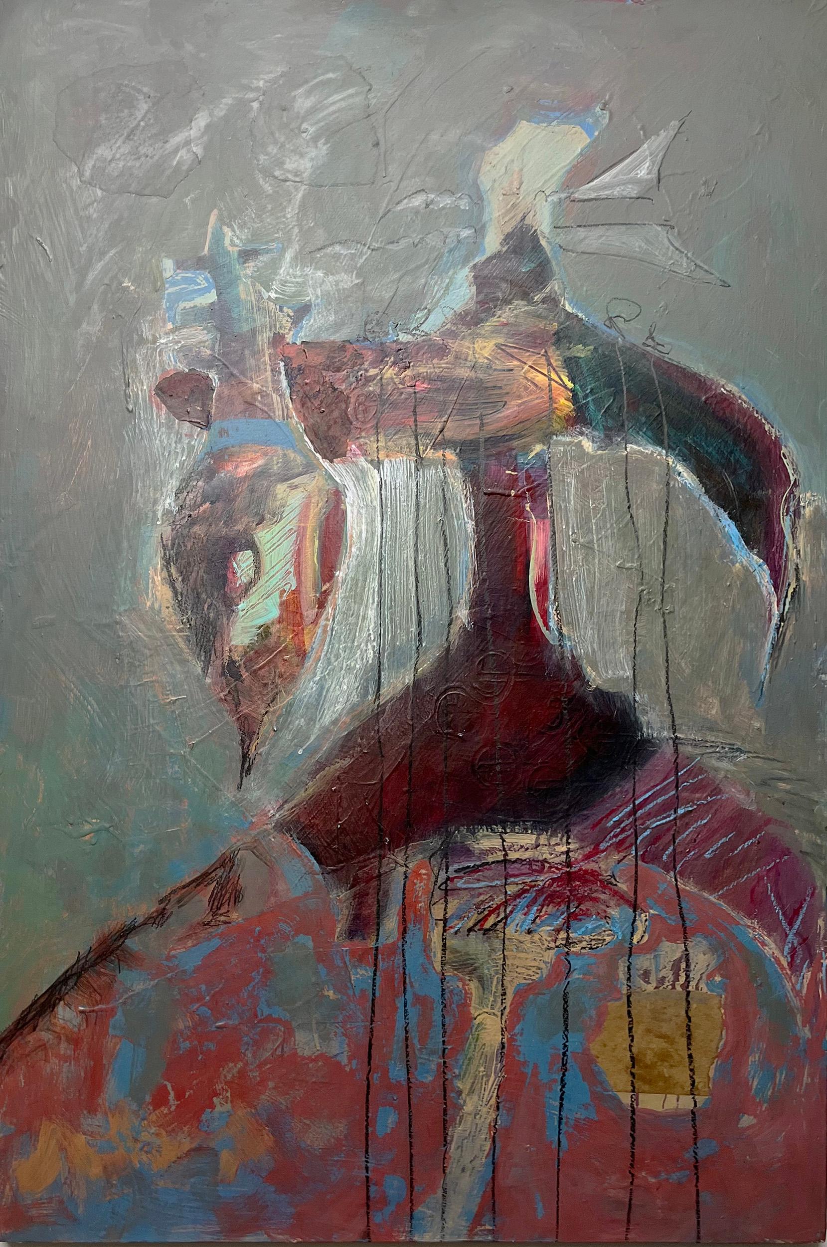 Majio Abstract Painting - Abstract I: Anvil and Bellows