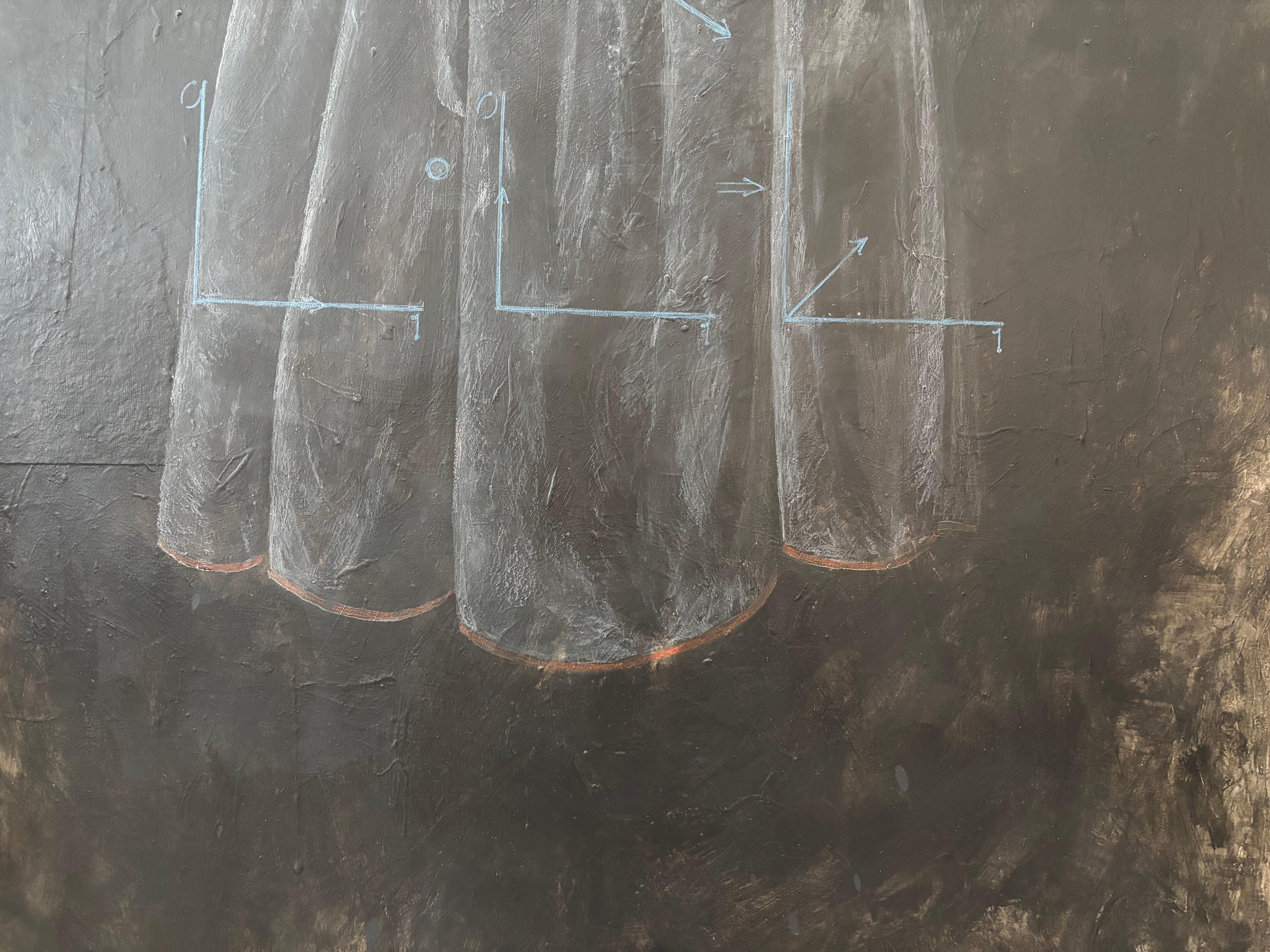 Blackboard Series: Slip-of-Self - Gray Figurative Painting by Majio