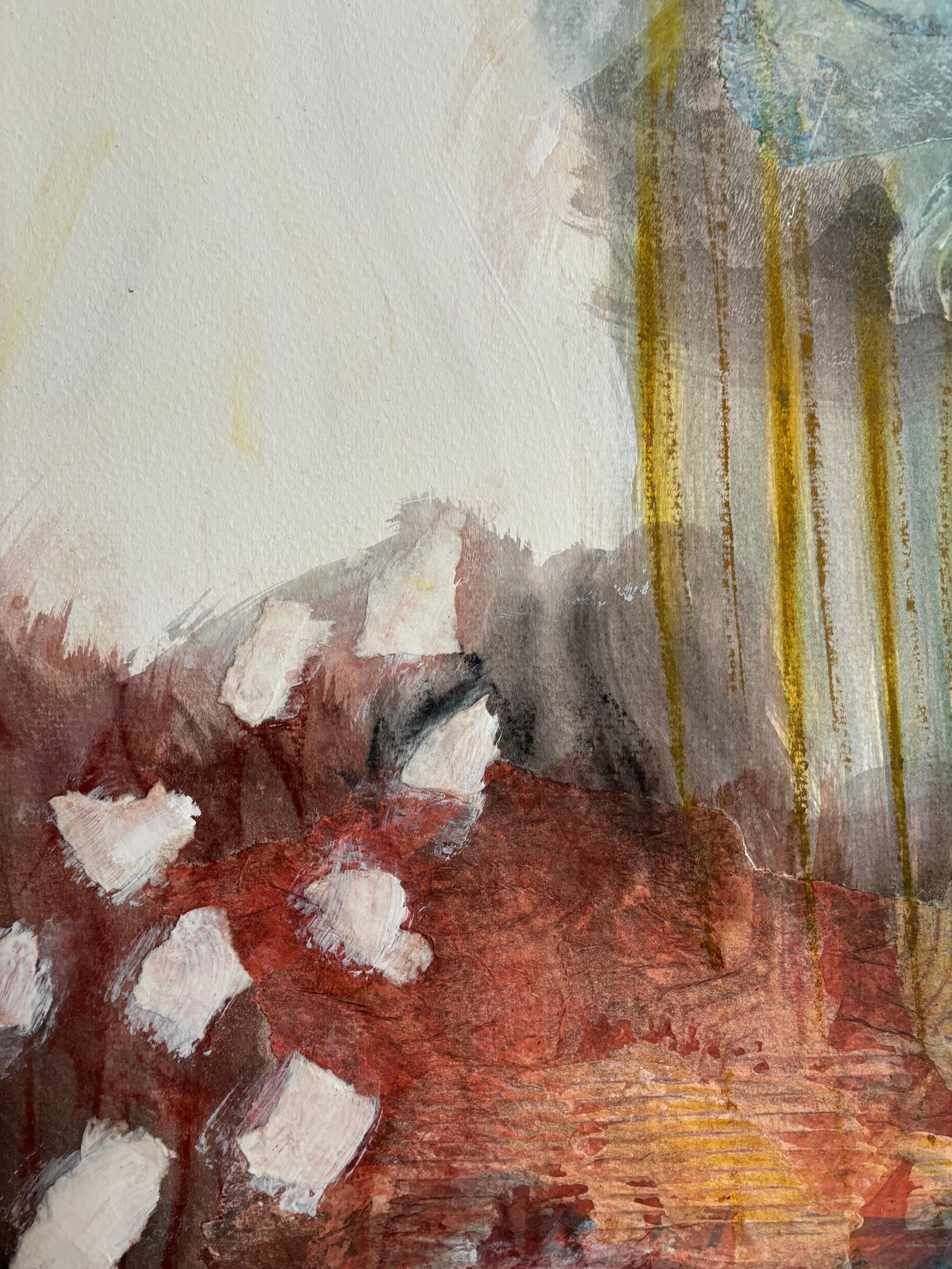 Diptych Comfortable in the Liminal - Beige Abstract Painting by Majio