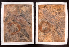 Diptychon Lost and Found, Graphit, Kaltwachs, Gewebe und Maulbeerpapier auf Arches