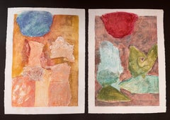 Diptychon Moloka'i Beach, Art Graf, Impasto-Texturen, Seidenpapier auf Rives BFK