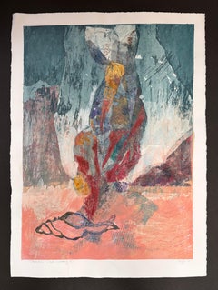 Diptychon Moloka'i Shell Dreams - Monoprints, Gummidruckmasken, Seidenpapier