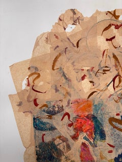 Diptych Moloka’i Shrine, monoprints, asemic calligraphy, graphite, tissue paper