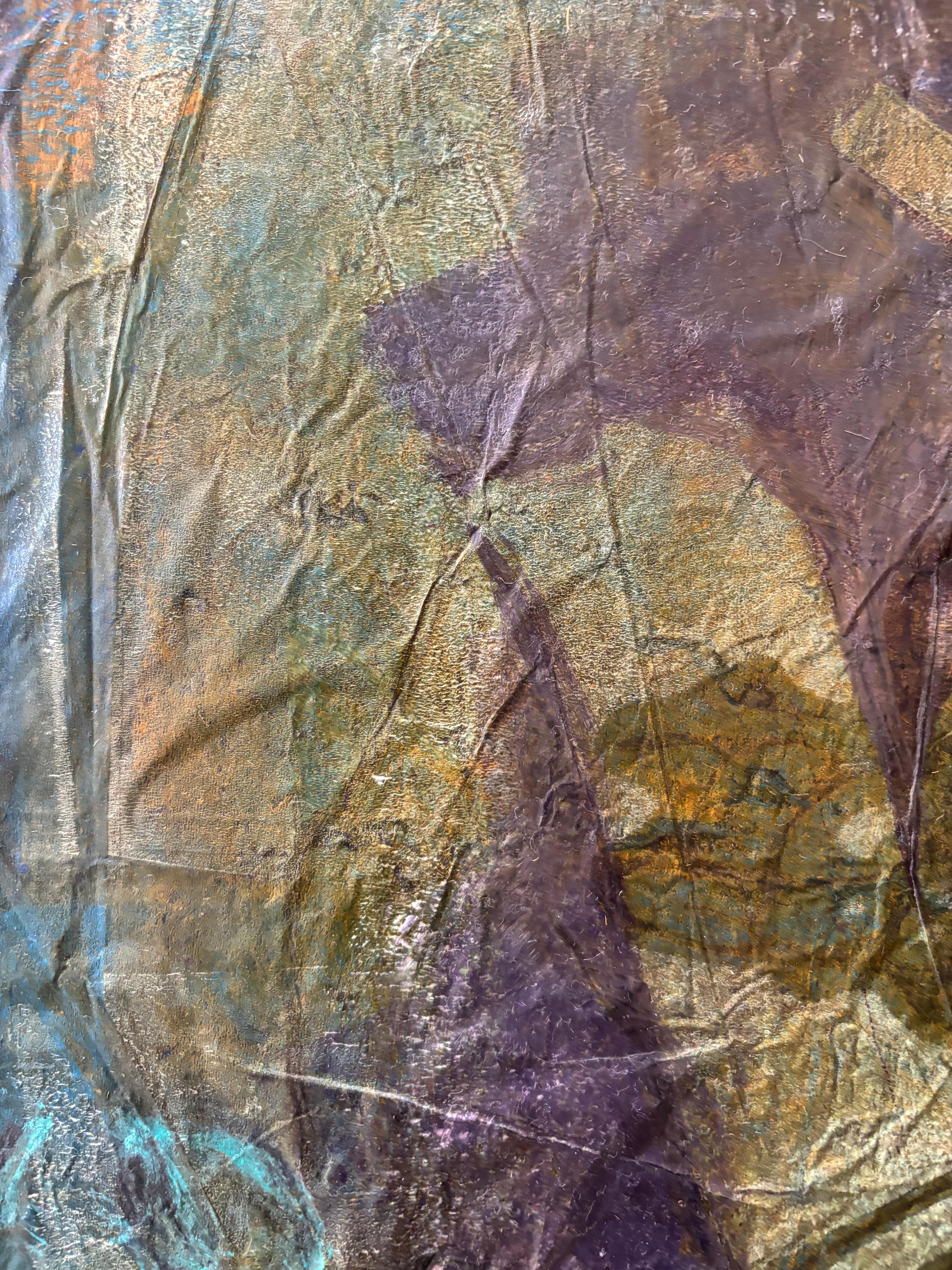 Diptychon Ribs of Tyme Kaltwachs, Monoprints, Ölstift auf Leinwand (Schwarz), Abstract Painting, von Majio