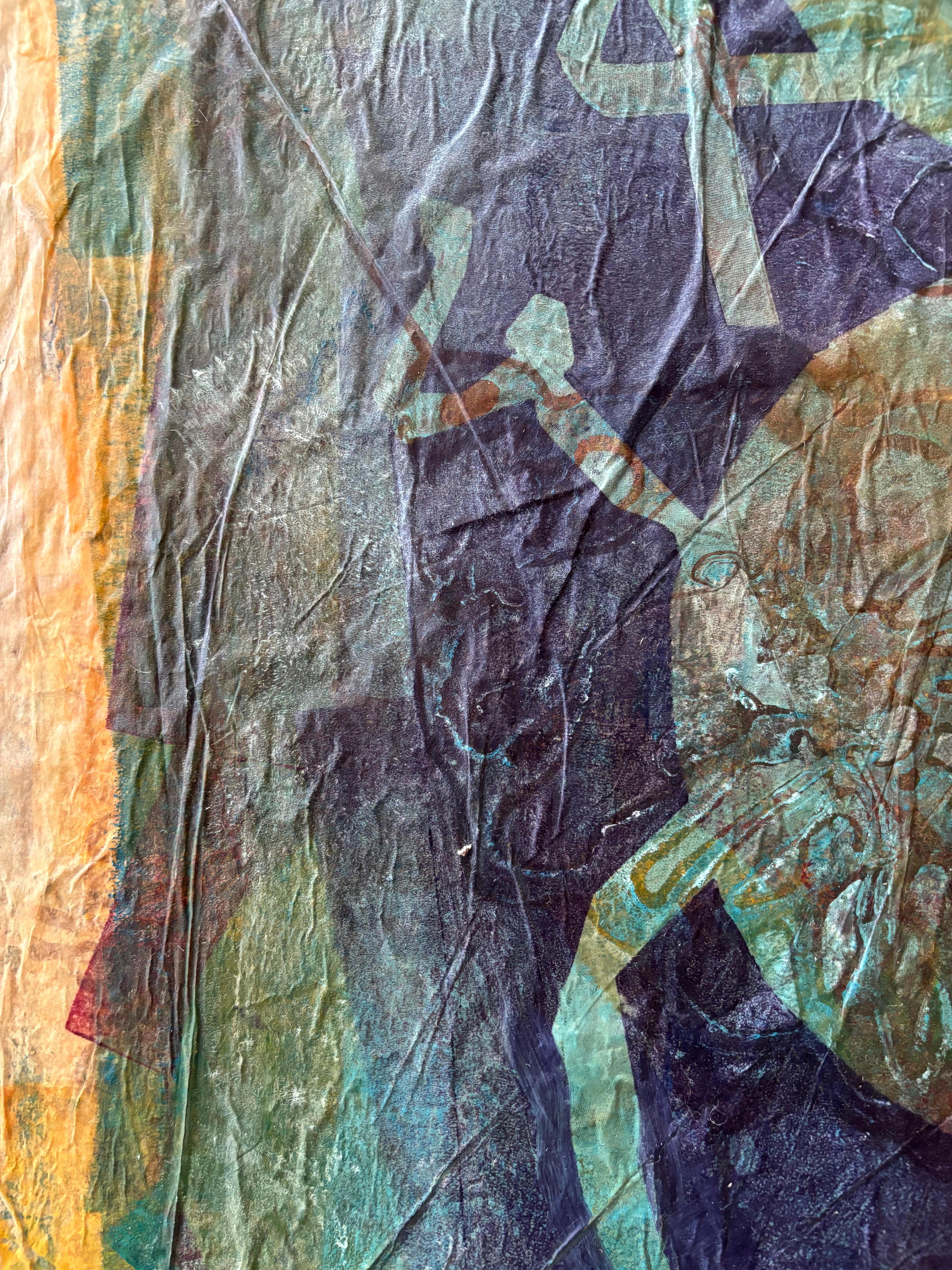 Diptychon Ribs of Tyme Kaltwachs, Monoprints, Ölstift auf Leinwand im Angebot 4