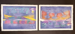 Diptych Sky Trees at Dawn, Art Graf, torn paper, pastel on Rives on BFK