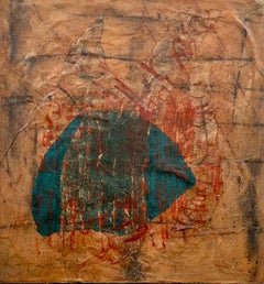 Diptych Taking Form-Leather-like finish, ArtGraf marked tissue layers, cold wax