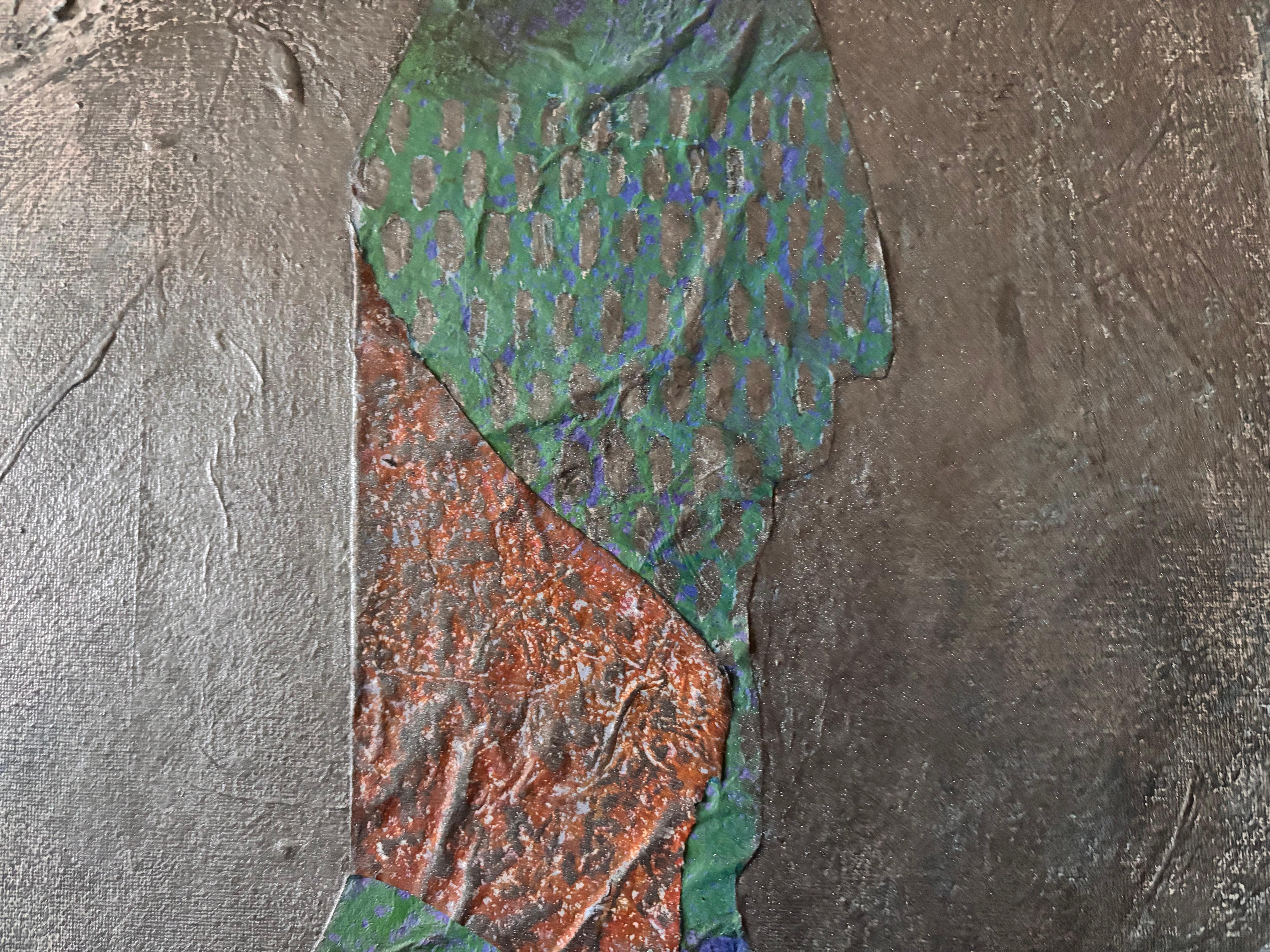 Evening Return-acrylic paint, graphite and paper on canvas For Sale 2