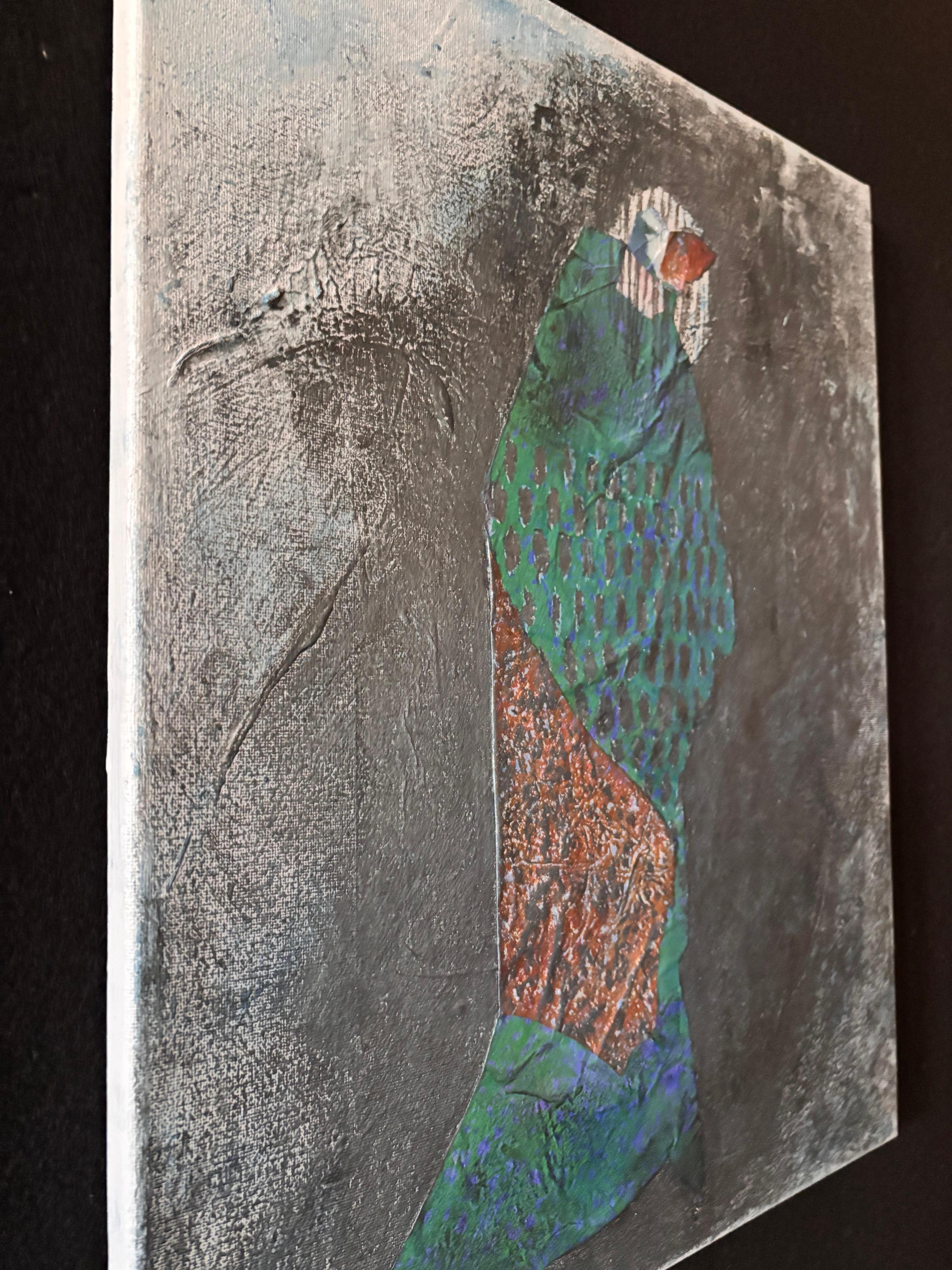 Evening Return-acrylic paint, graphite and paper on canvas For Sale 3