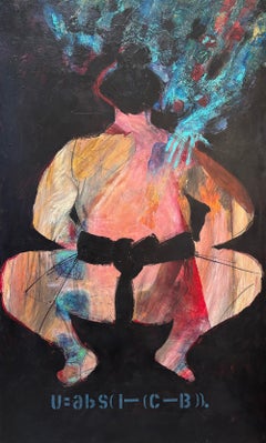 Figurative I Blackboard Series: Sumo, Acrylic on Canvas, 2010+