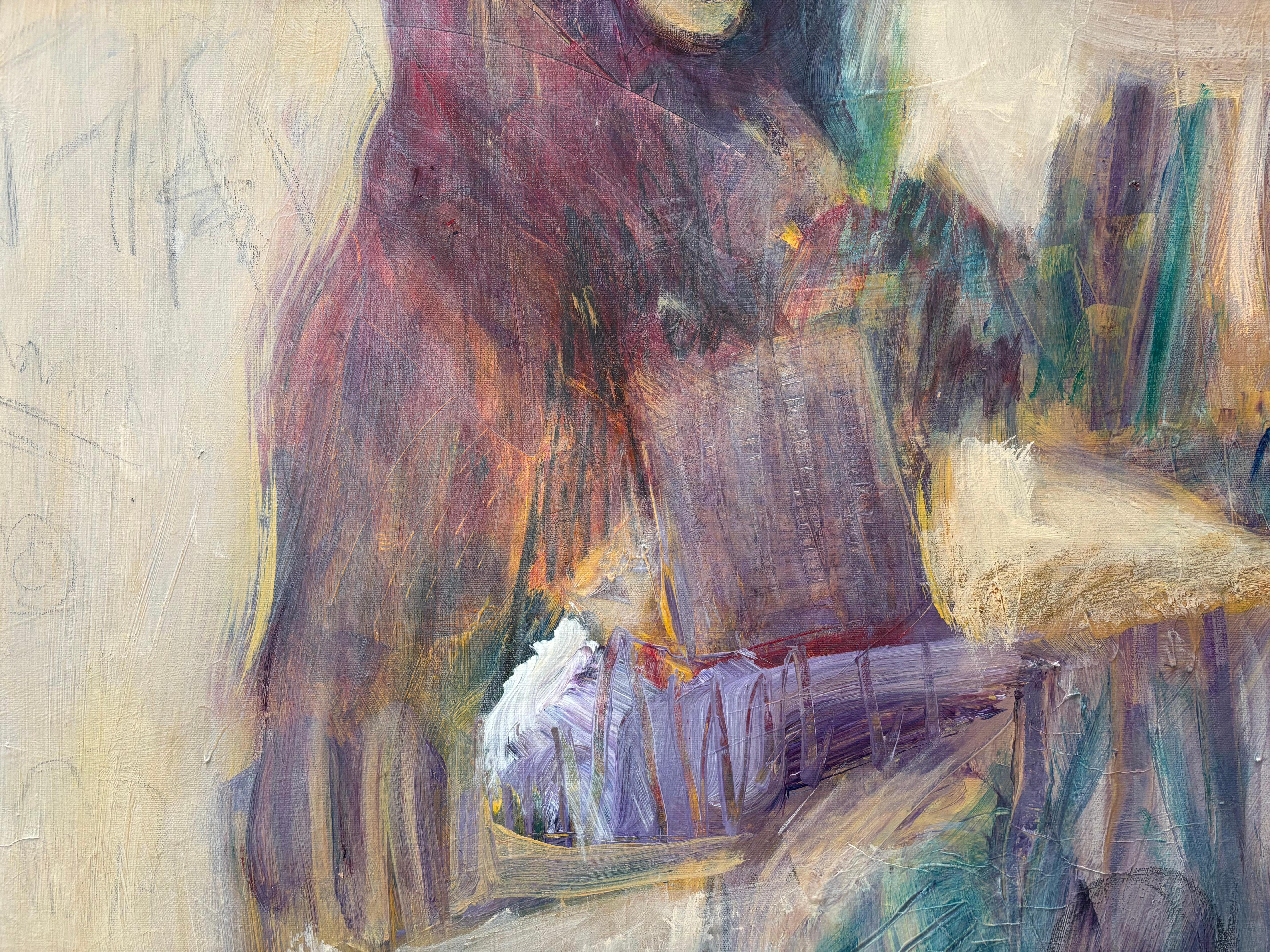 Figurative II Conjuror - Gray Figurative Painting by Majio