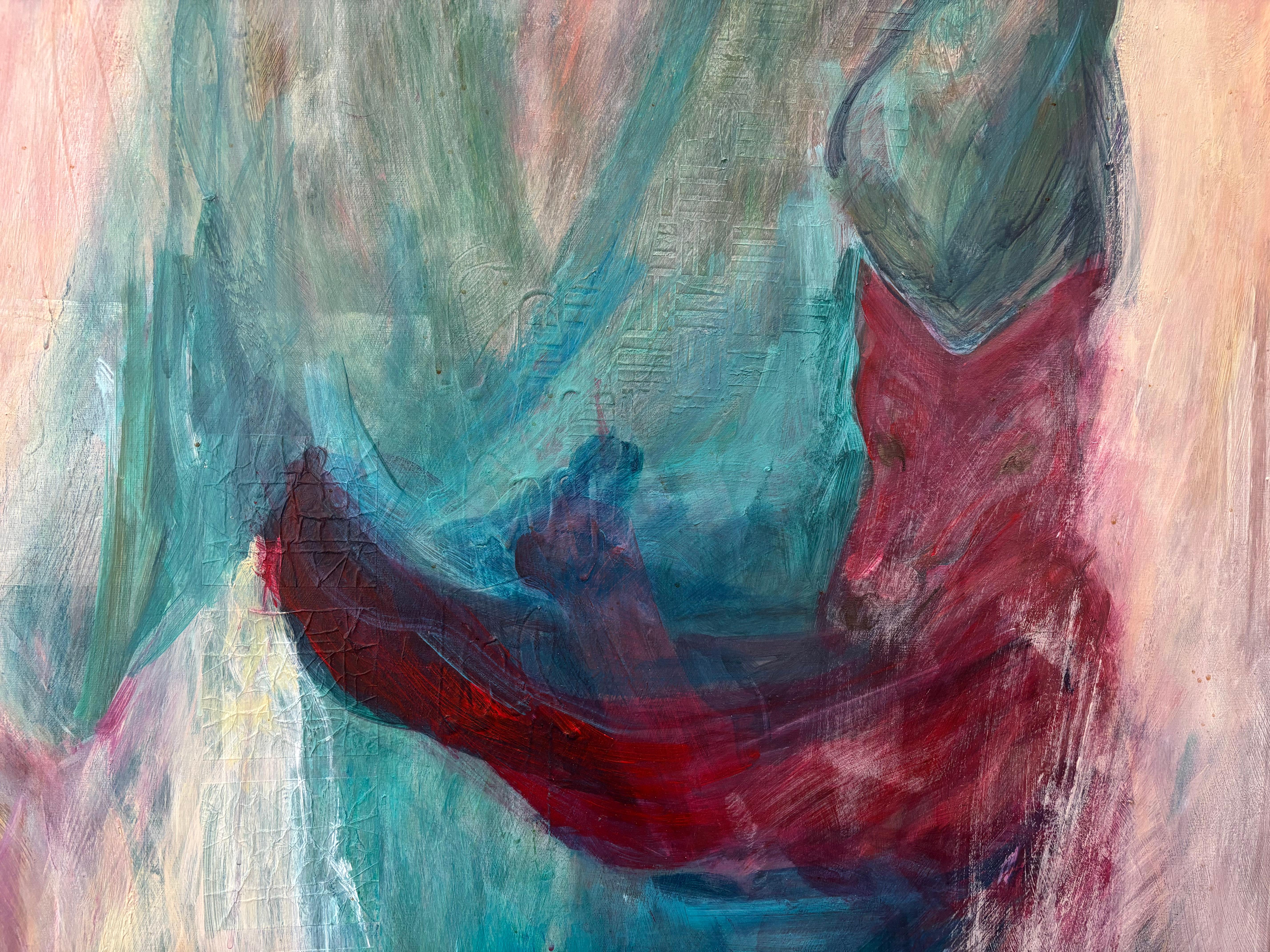 Figurative II: Fox Spirit at Waist - Gray Figurative Painting by Majio