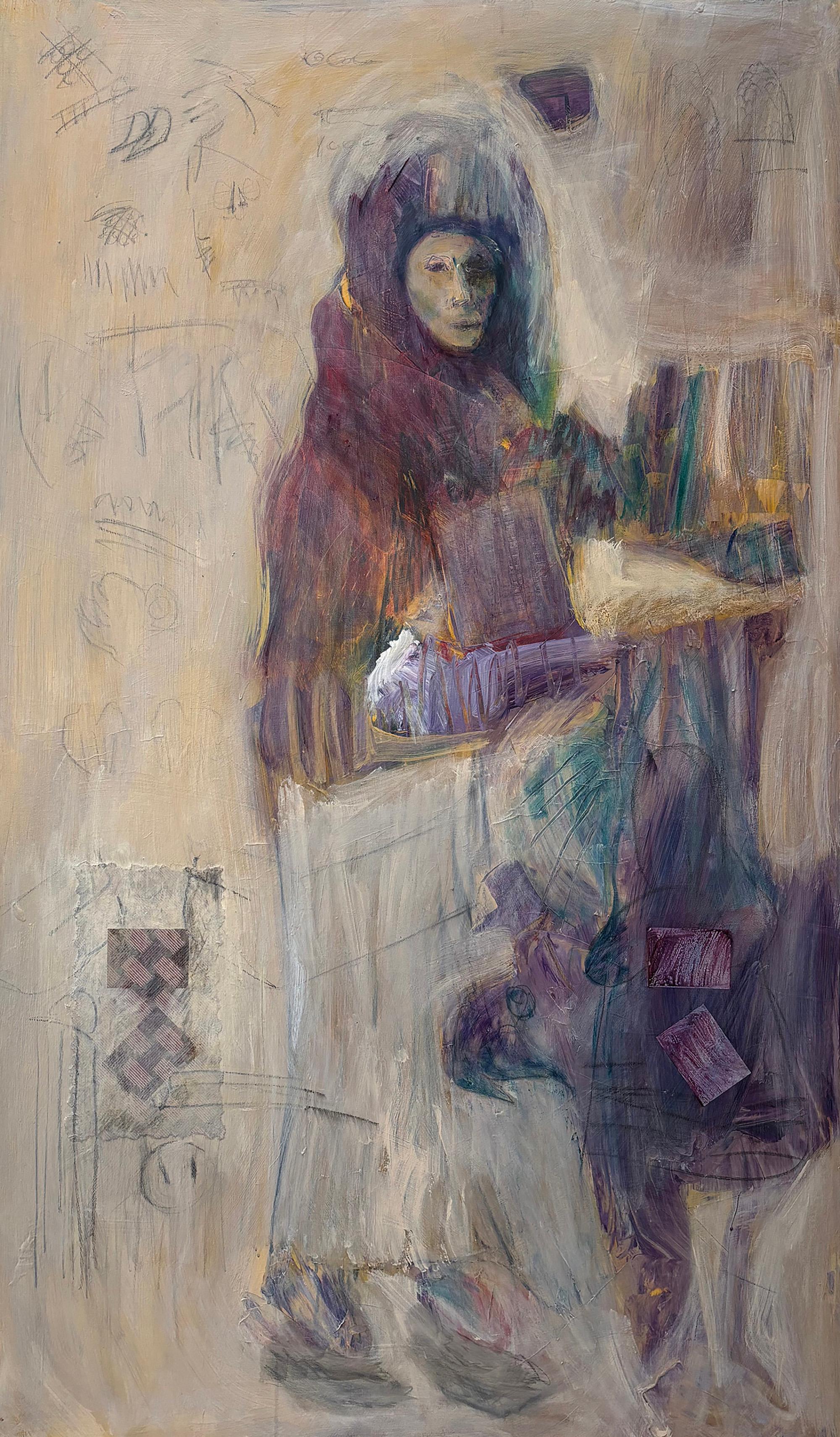 Majio Figurative Painting - Figurative II The Conjuror, acrylic on canvas with paper and graphite