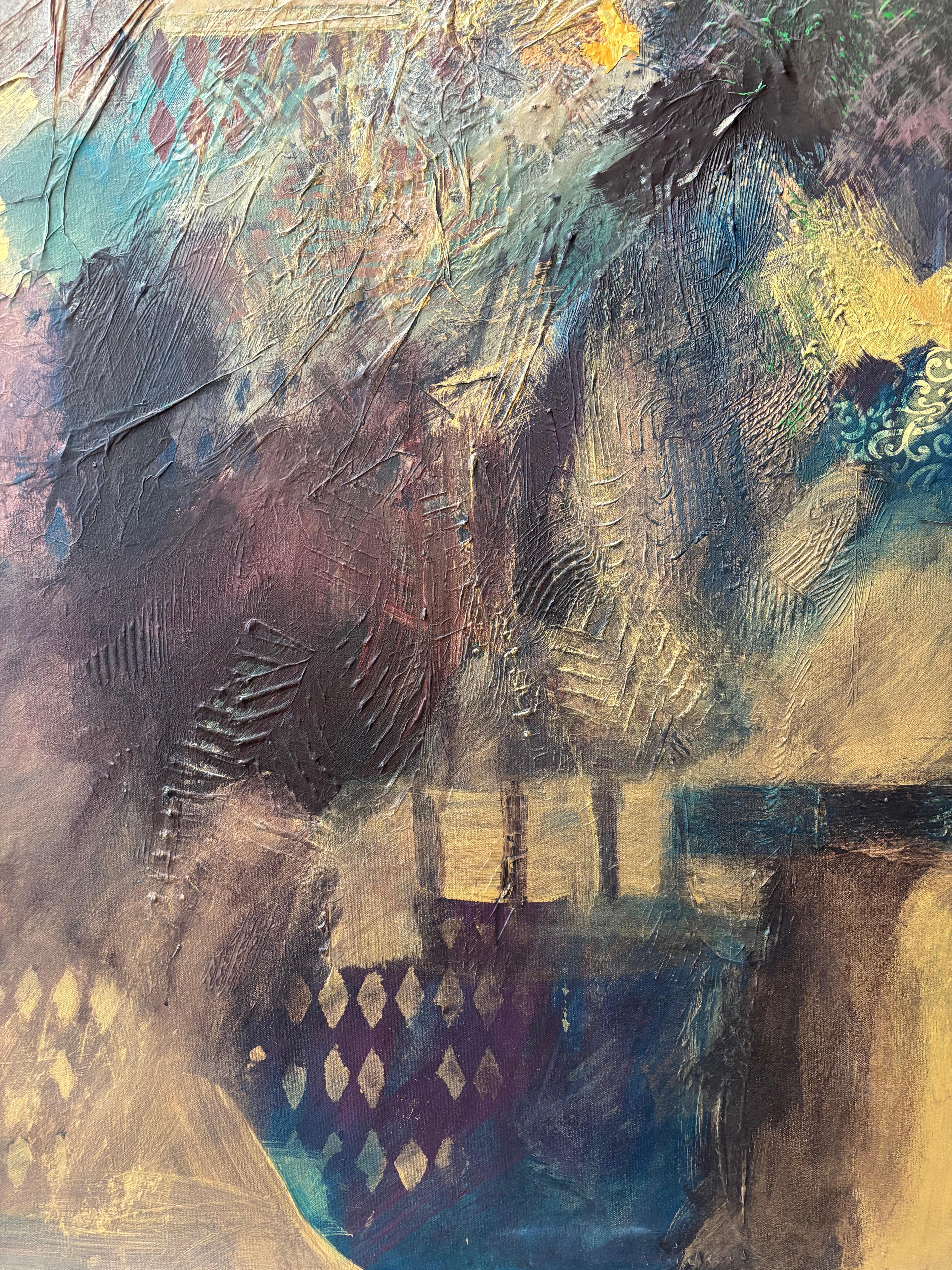 Figuren II: Verbeugung an der Grenze-Acryl und Mischtechnik auf Leinwand im Angebot 6