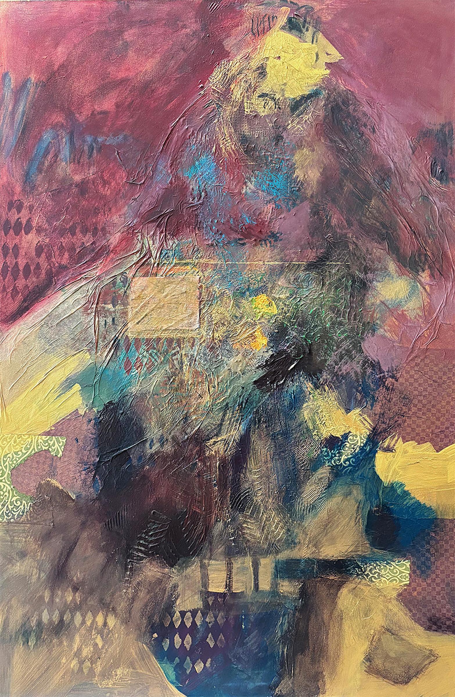 Figuren II: Verbeugung an der Grenze-Acryl und Mischtechnik auf Leinwand im Angebot 7