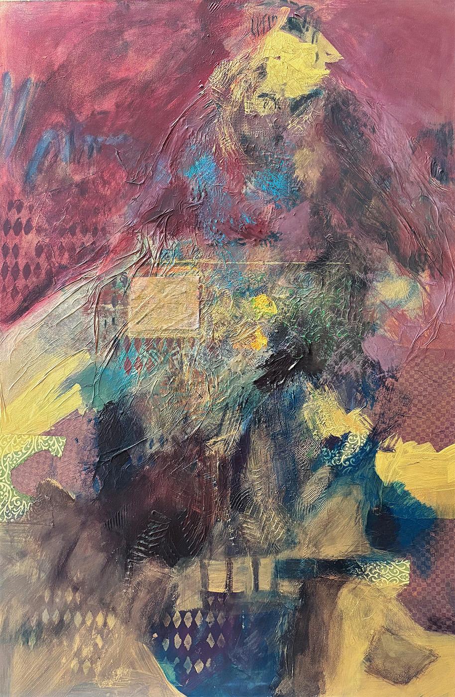 Majio Abstract Painting – Figuren II: Verbeugung an der Grenze-Acryl und Mischtechnik auf Leinwand