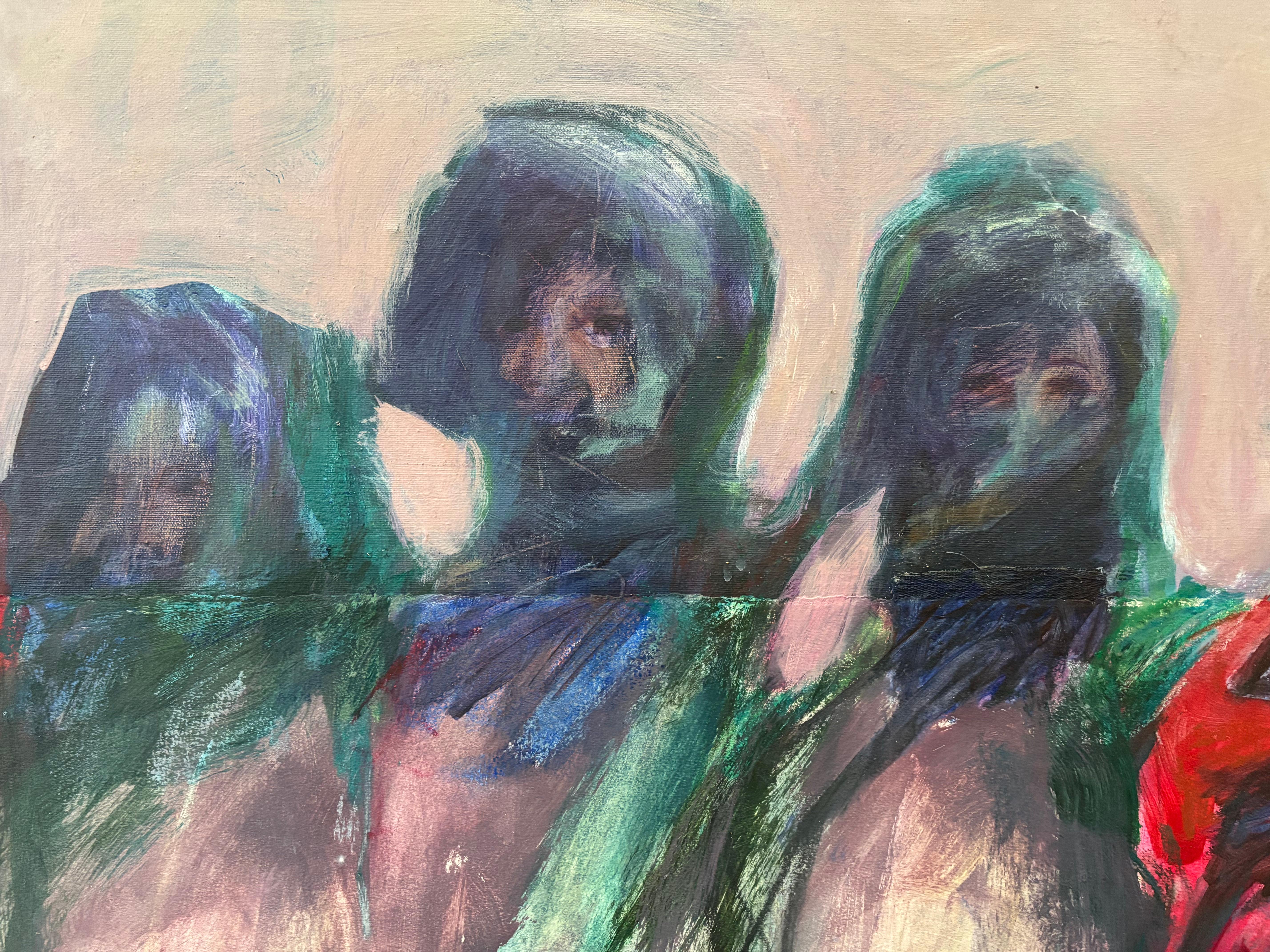 Diese Frauen stammen aus meiner Familie, aber auch aus vielen anderen Kulturen und anderen Zeiten. Mit Ruhe und Hingabe stehen sie in einem Lavendelfeld beieinander.

In der Serie Figurative II sind die Figuren in Acrylfarbe auf Leinwand durch