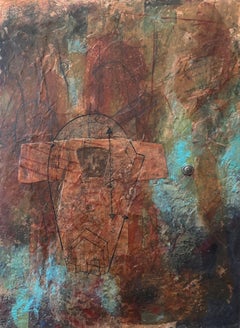 Serie del reflejo de la prenda-Panel nº 2 Autenticidad: cera fría, tejido impreso, óleo