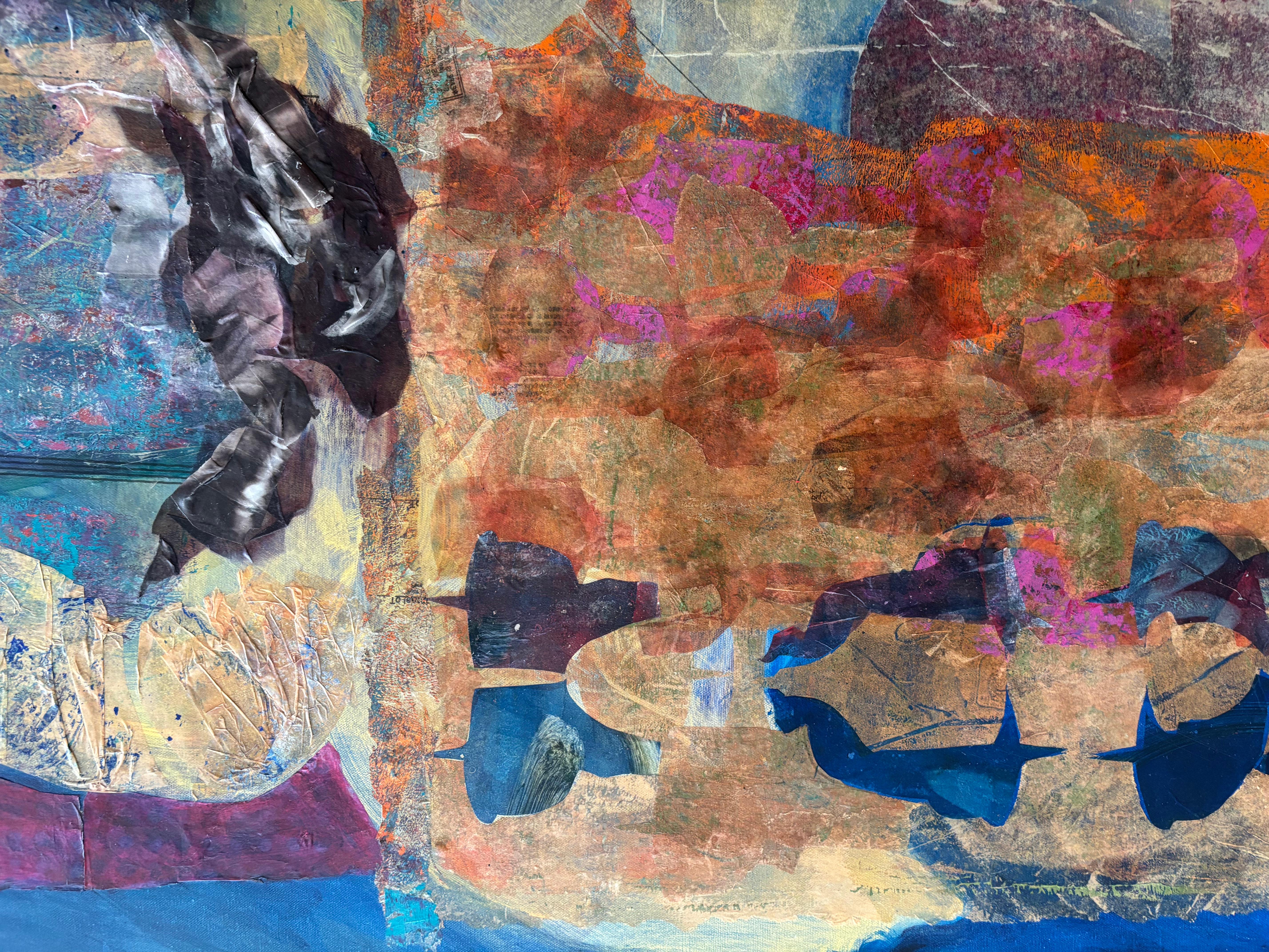 Hierophant Acrylic paint, cold wax, oil paint & paper on canvas For Sale 1