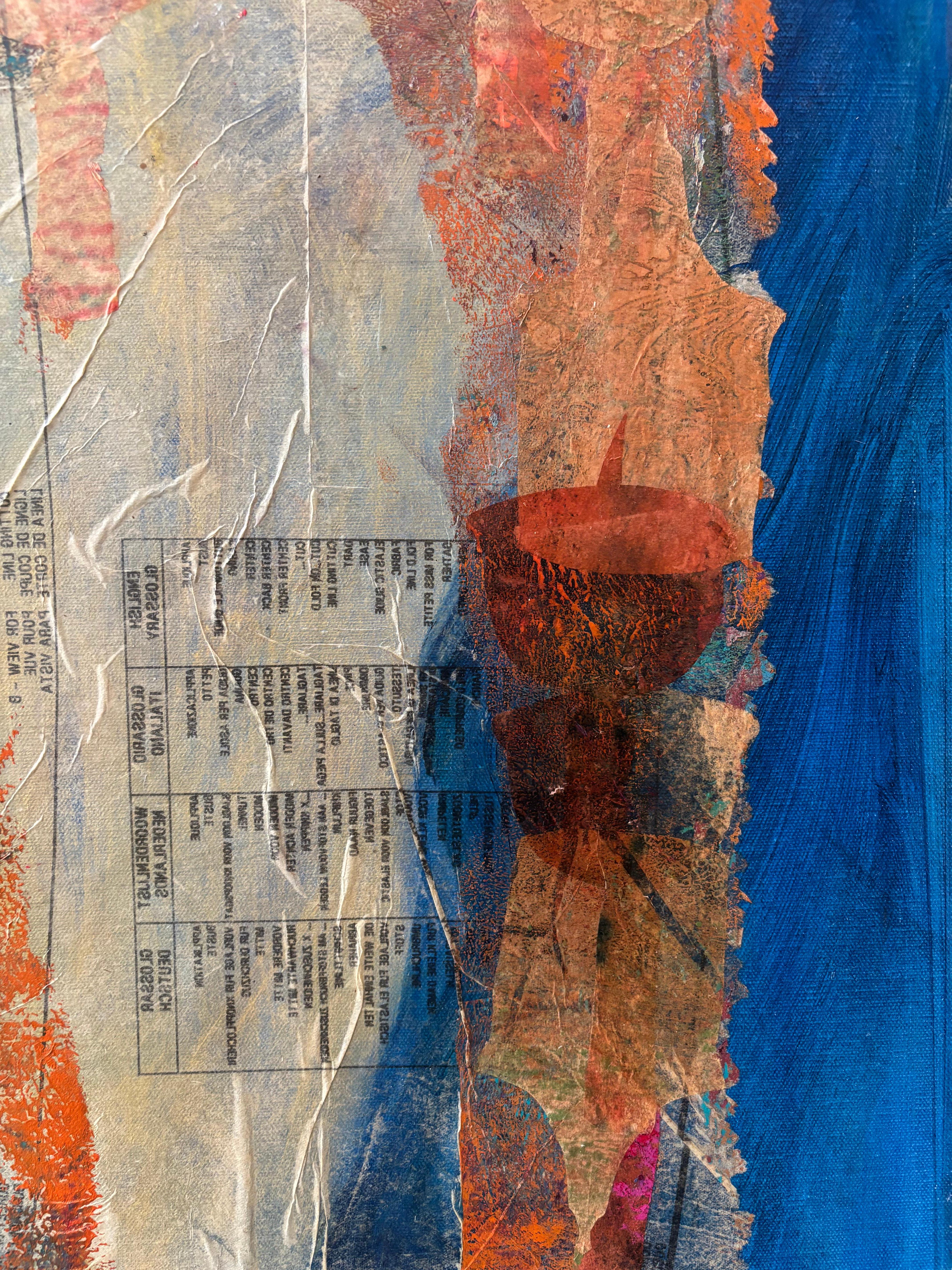 Hierophant Acrylic paint, cold wax, oil paint & paper on canvas For Sale 2