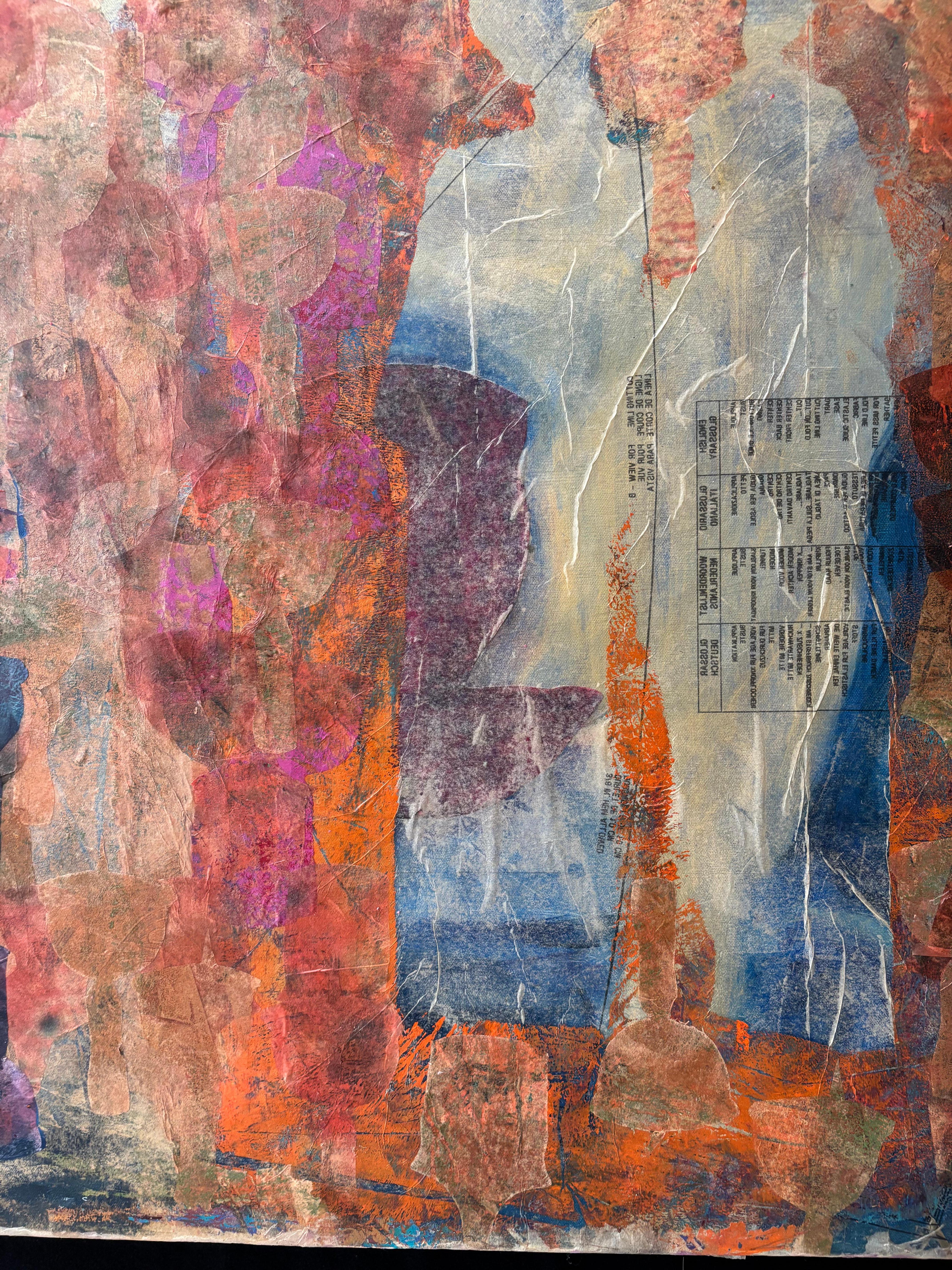 Hierophant Acrylic paint, cold wax, oil paint & paper on canvas For Sale 3