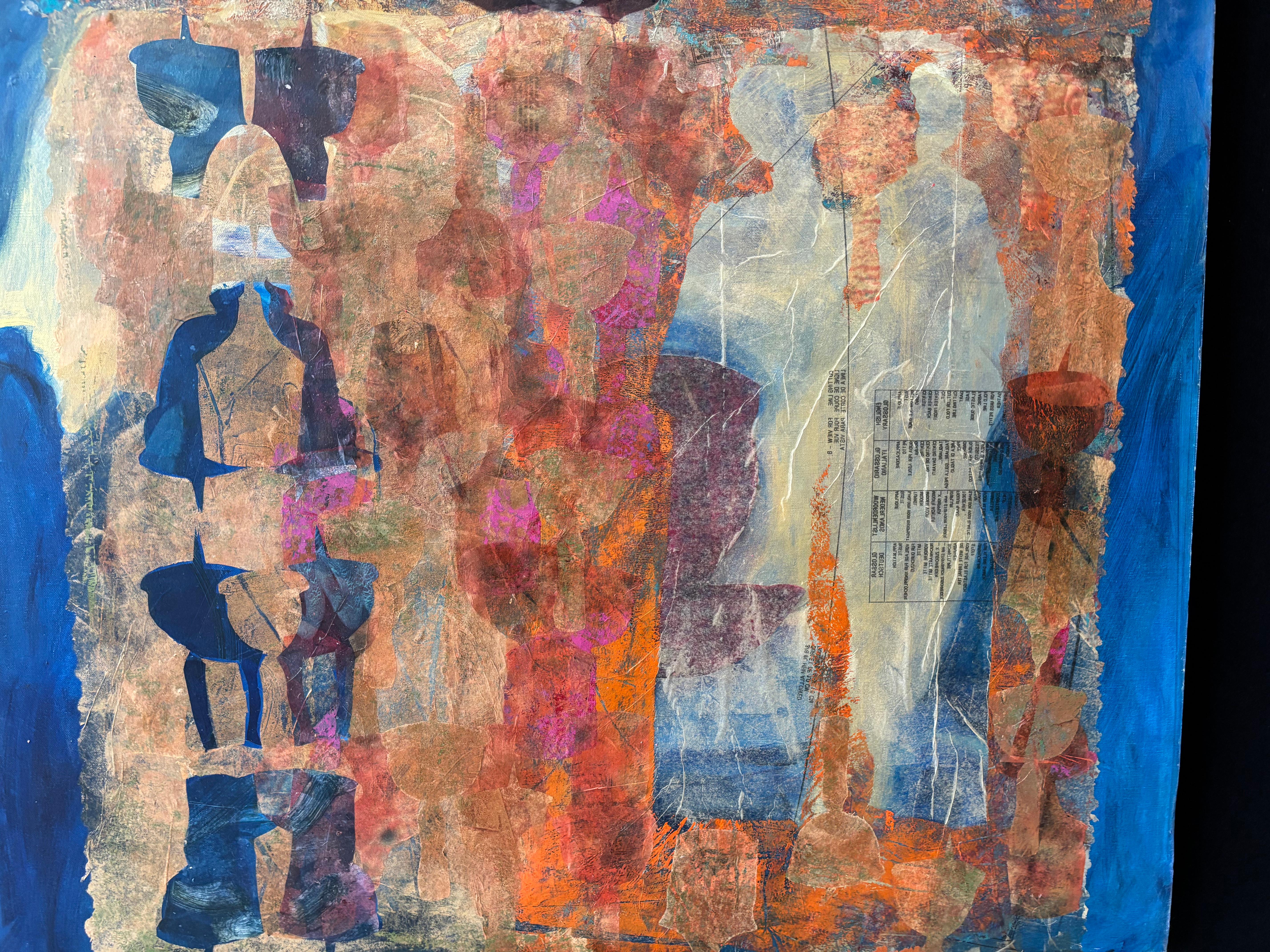 Hierophant Acrylic paint, cold wax, oil paint & paper on canvas For Sale 4