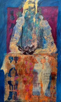 Hierophant Acrylic paint, cold wax, oil paint & paper on canvas