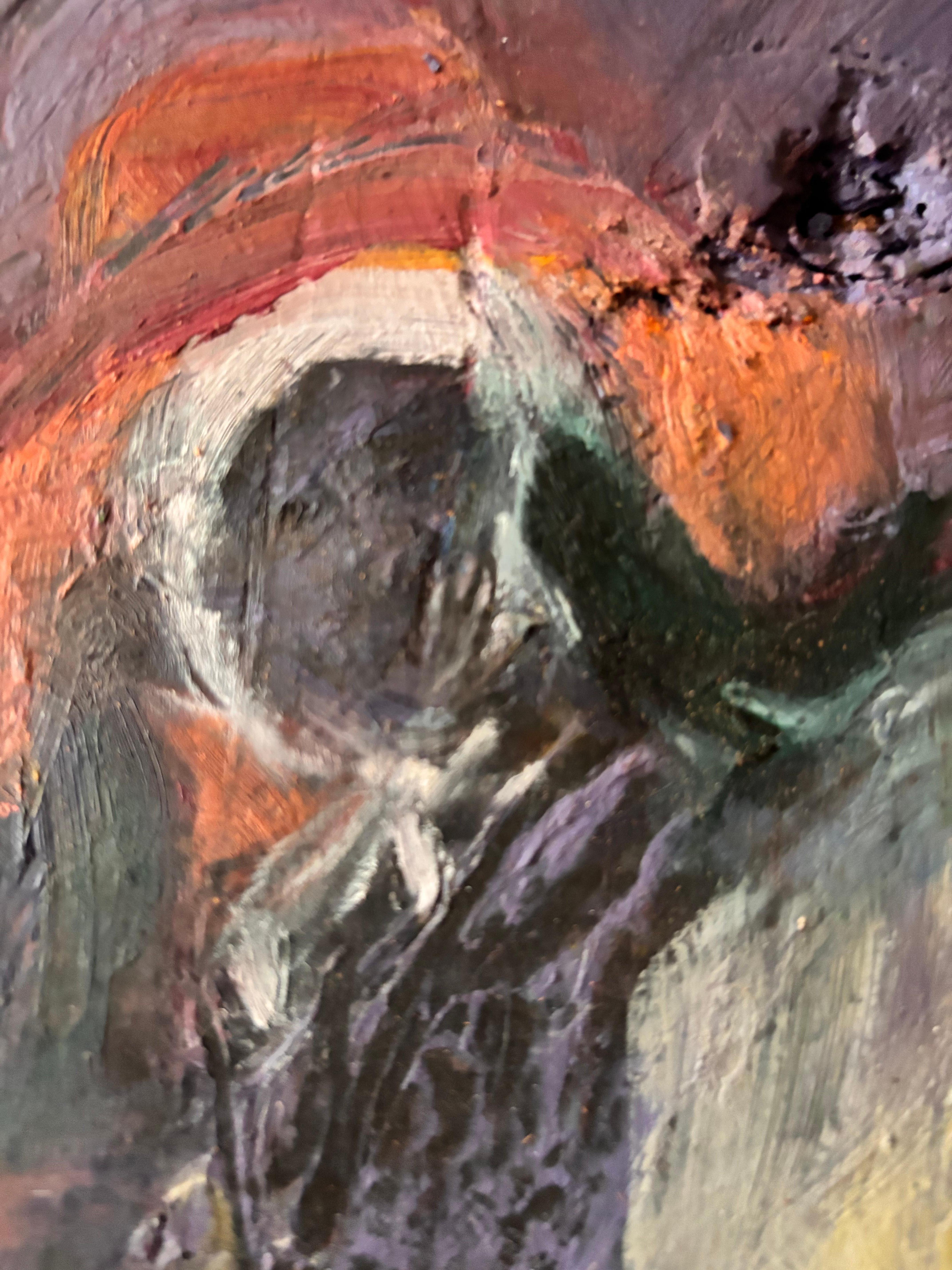 Japanese Scare Crow acrylic paint on wood - Painting by Majio