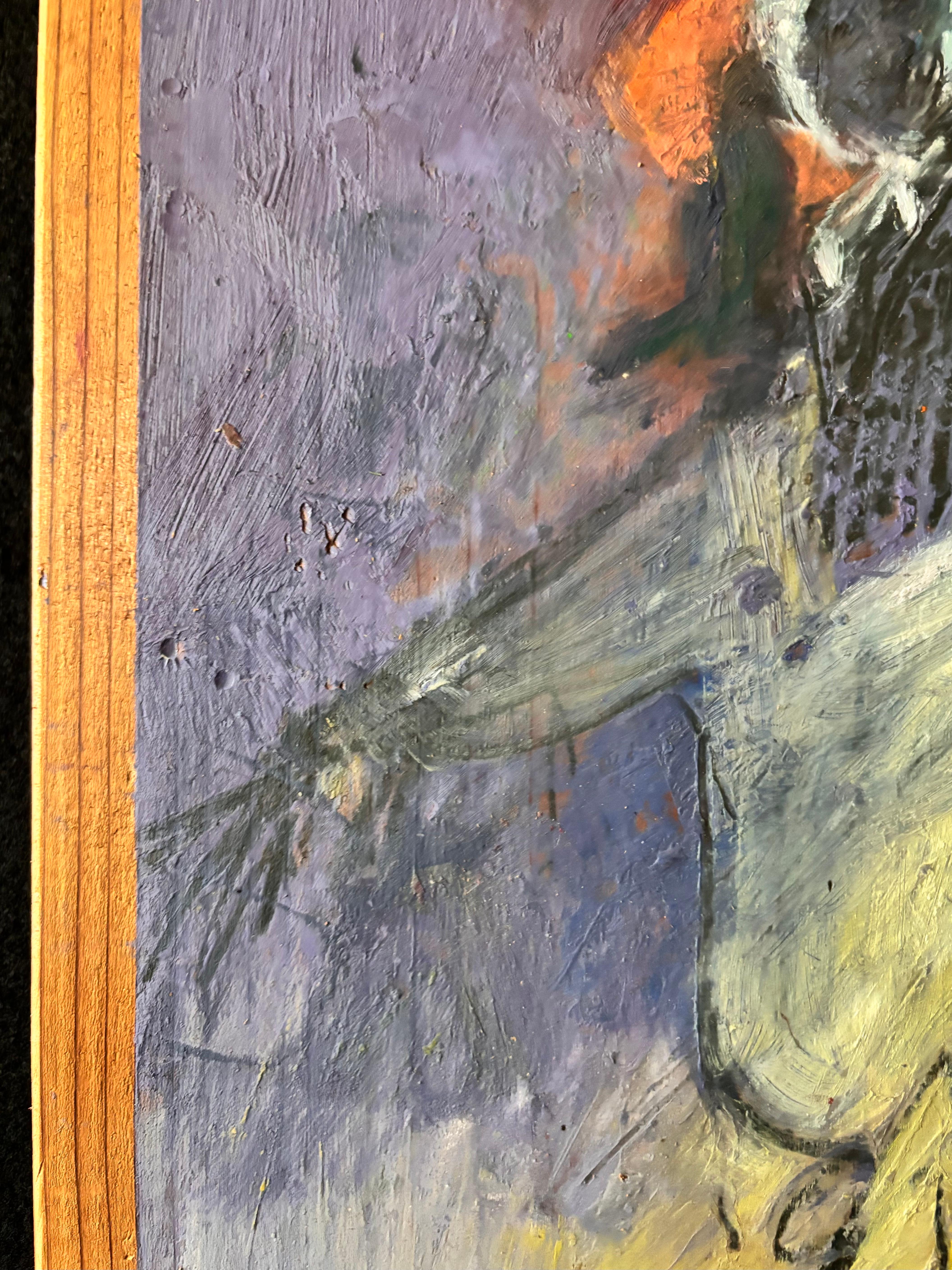 Japanese Scare Crow acrylic paint on wood For Sale 1