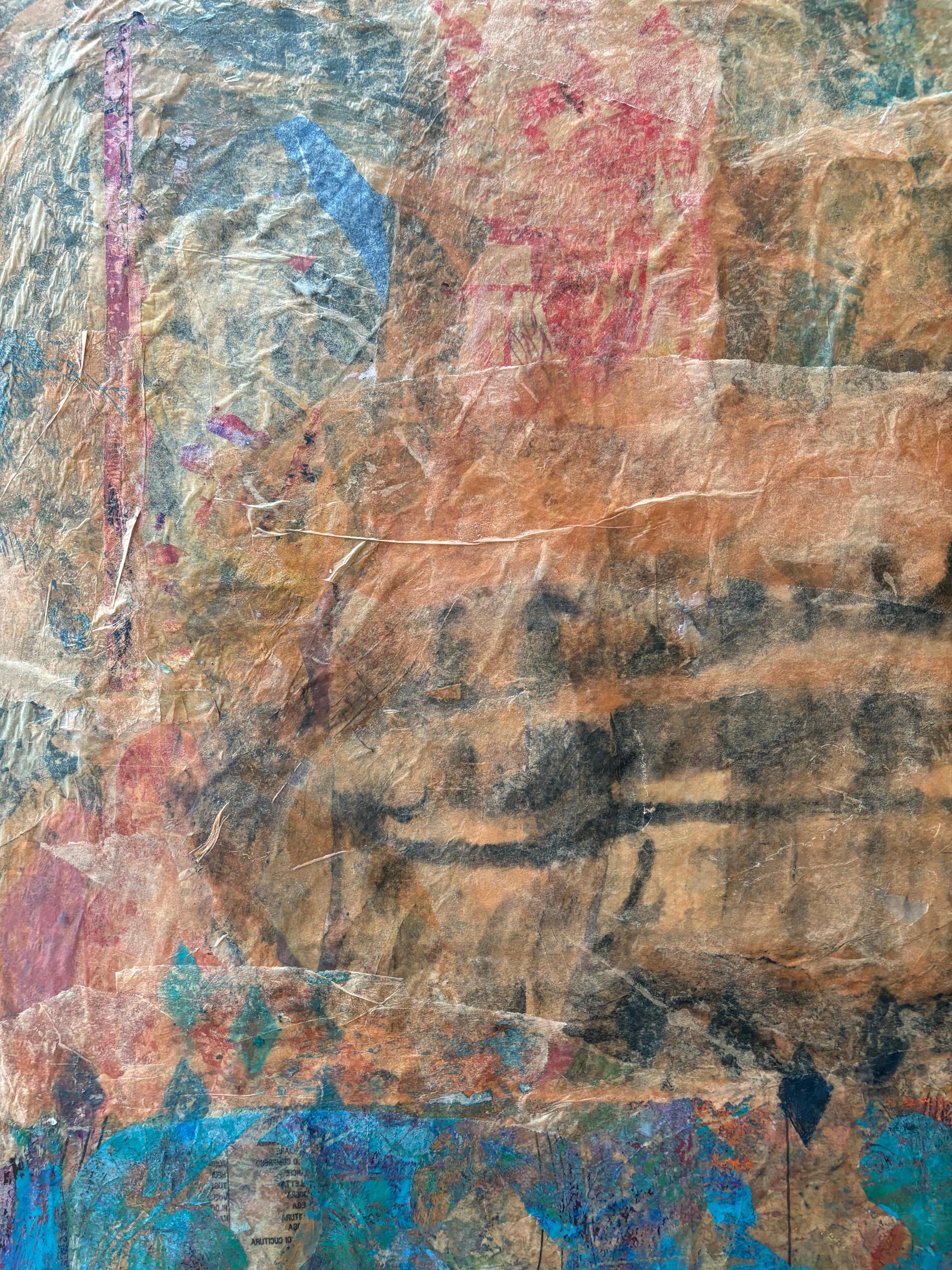 Kiefer der Ahnen-Acrylfarbe, Kaltwachs, Monodruck, Seidenpapier & Öl im Angebot 3