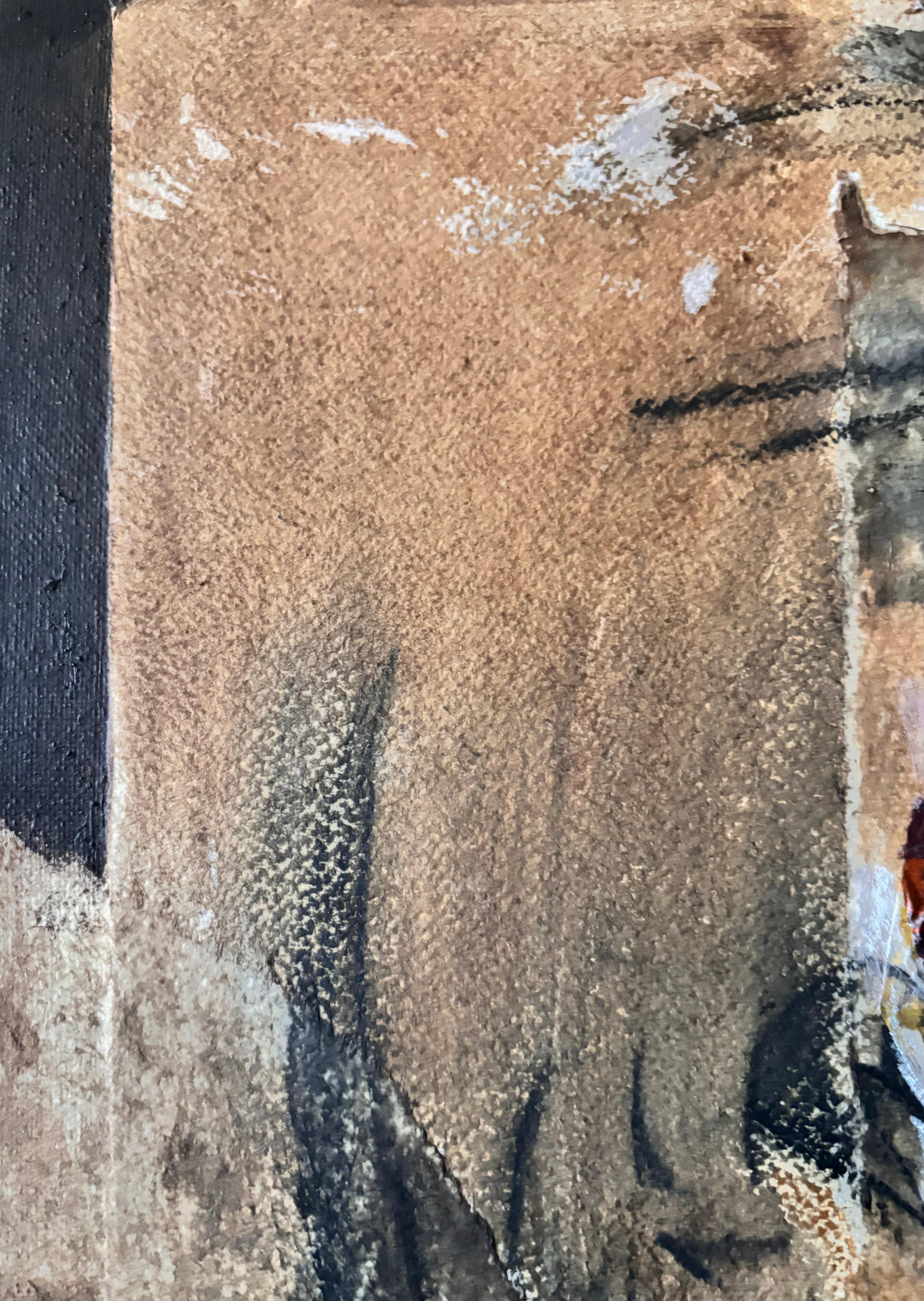 Jaws of Challenge-Acrylic paint with paper on canvas - Abstract Painting by Majio