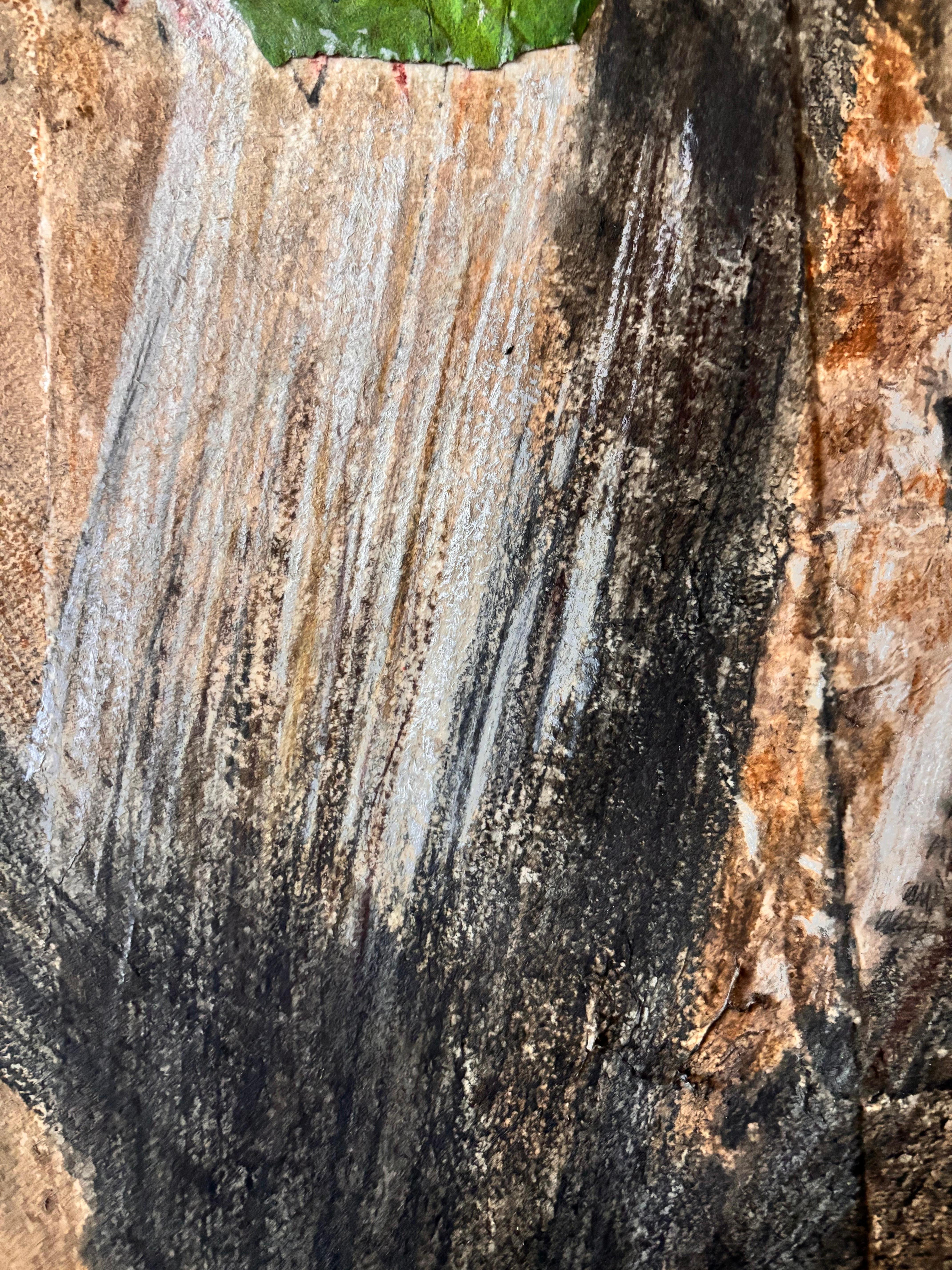 Jaws of Challenge-Acrylic paint with paper on canvas For Sale 1