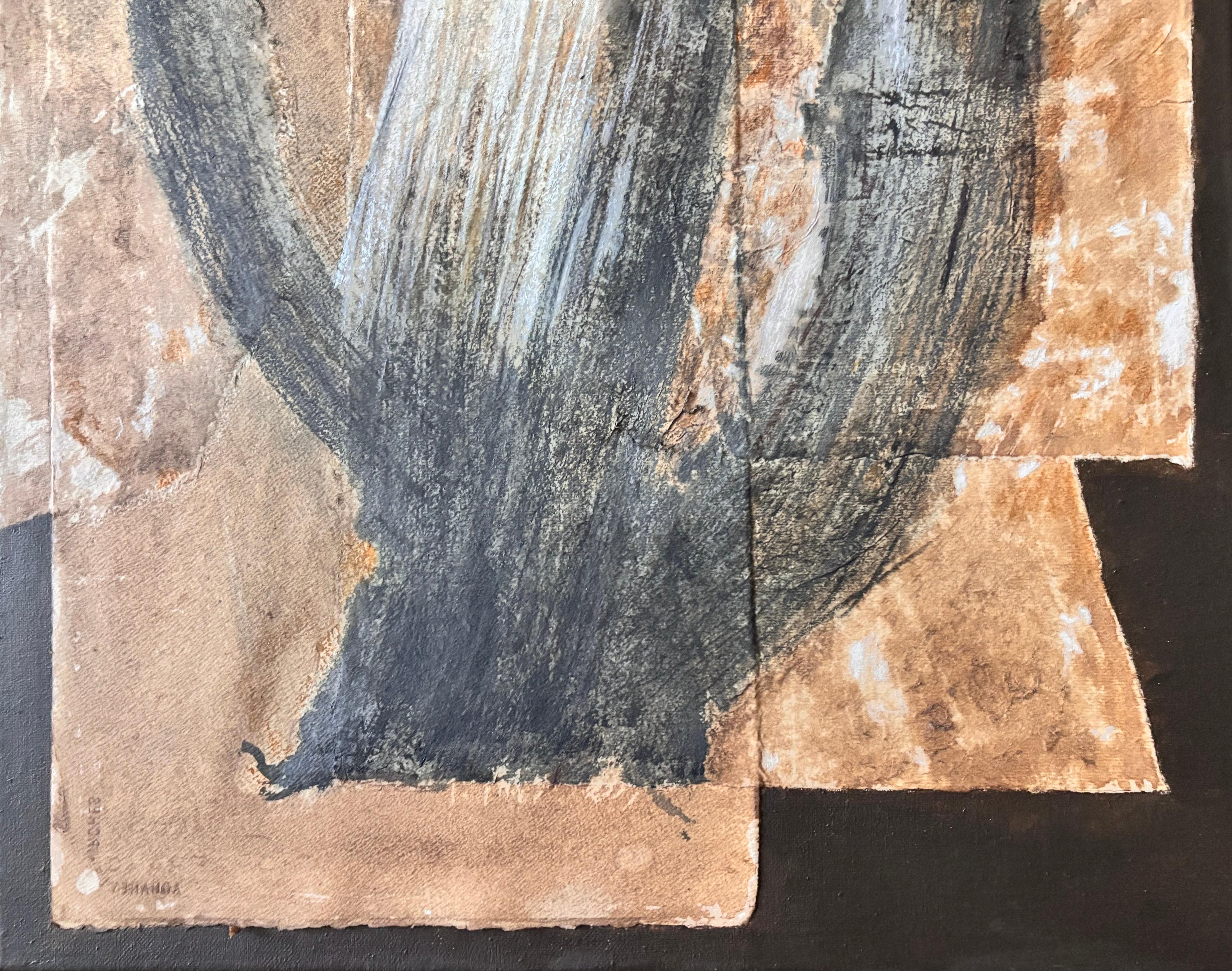 Jaws of Challenge-Acrylic paint with paper on canvas For Sale 3