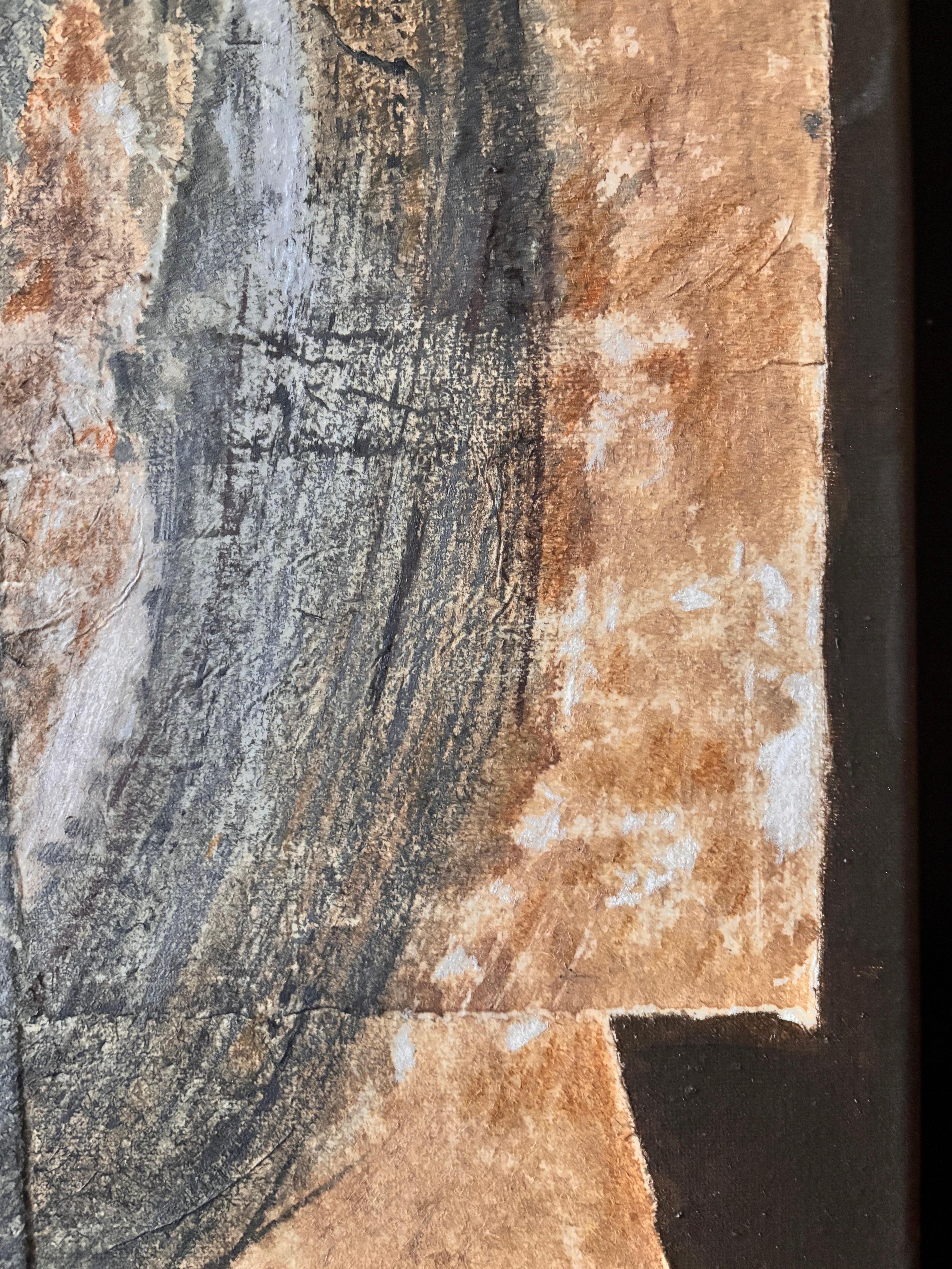 Jaws of Challenge-Acrylic paint with paper on canvas For Sale 4