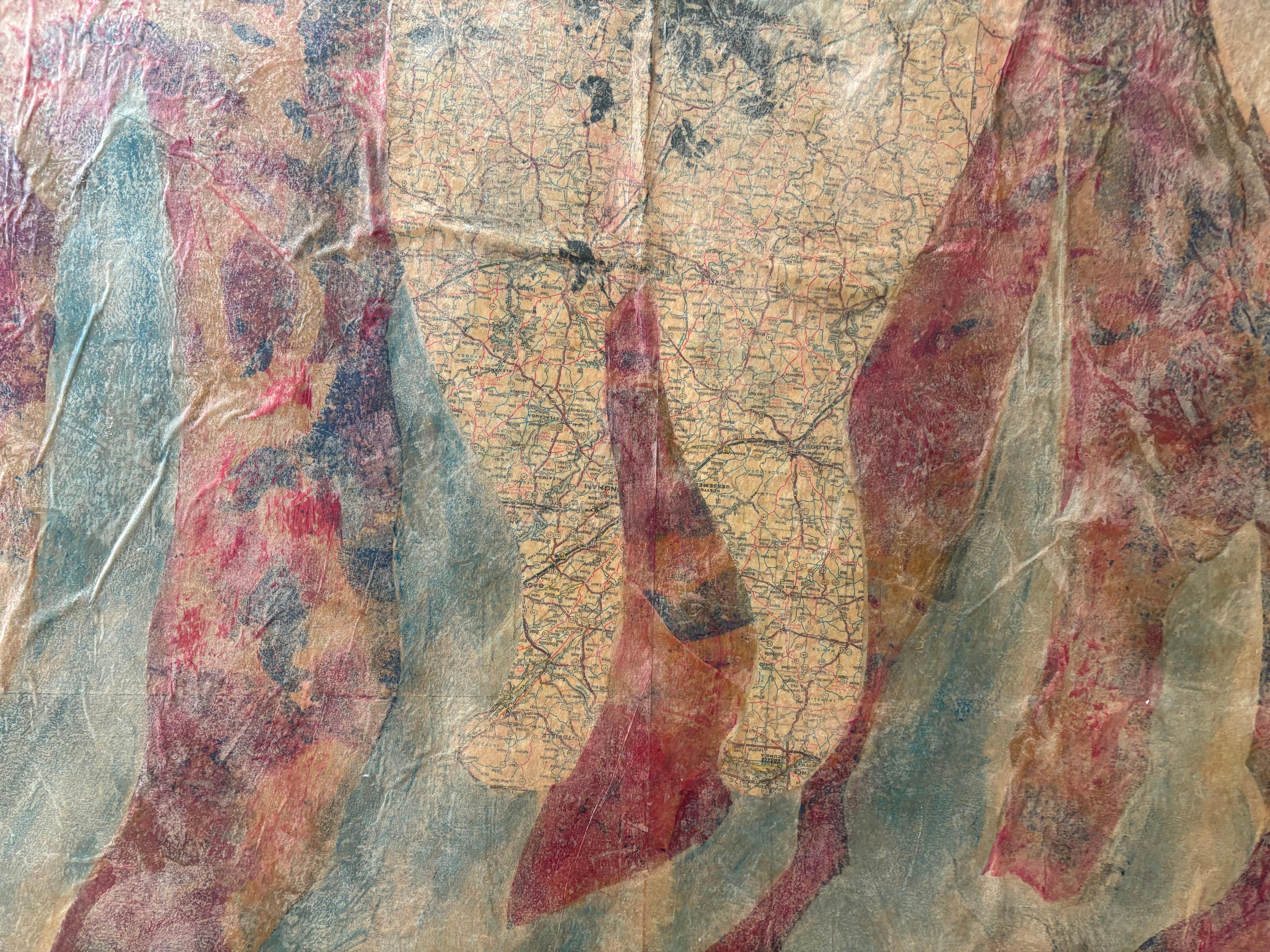 Layers of Reality: Fox with BeesAcrylic paint, cold wax, monoprints, oil paint For Sale 3
