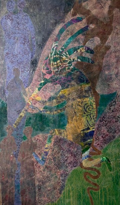 Layers of Reality: Kokopelli Cold wax, monoprints, oil stick on canvas