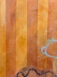 Layers of Reality: On Gold, Four and Forty, tissue paper, cold wax, oil stick on