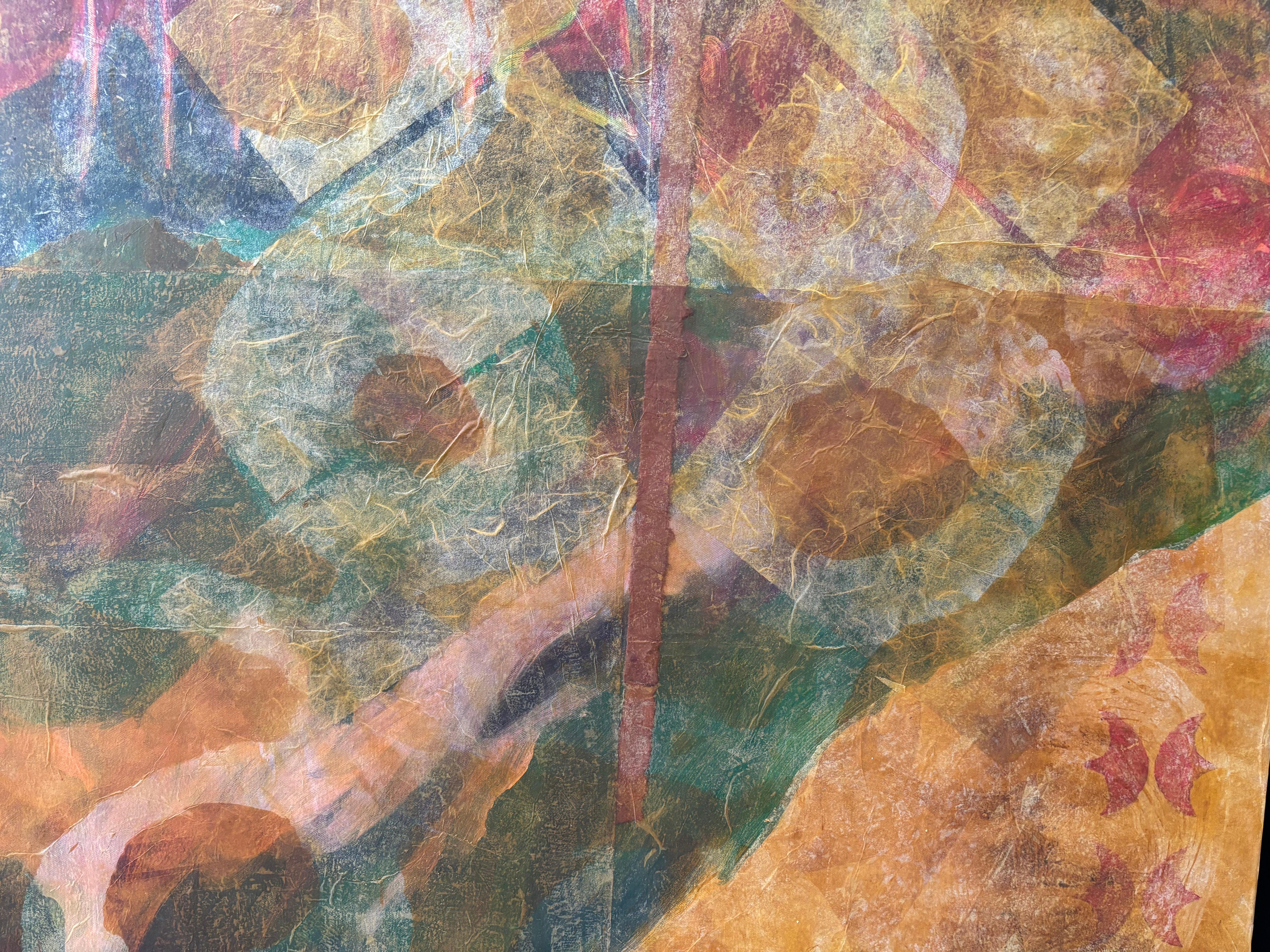 Layers of Reality: Pogonip Diptych  Cold wax, monoprints, oil stick on For Sale 1