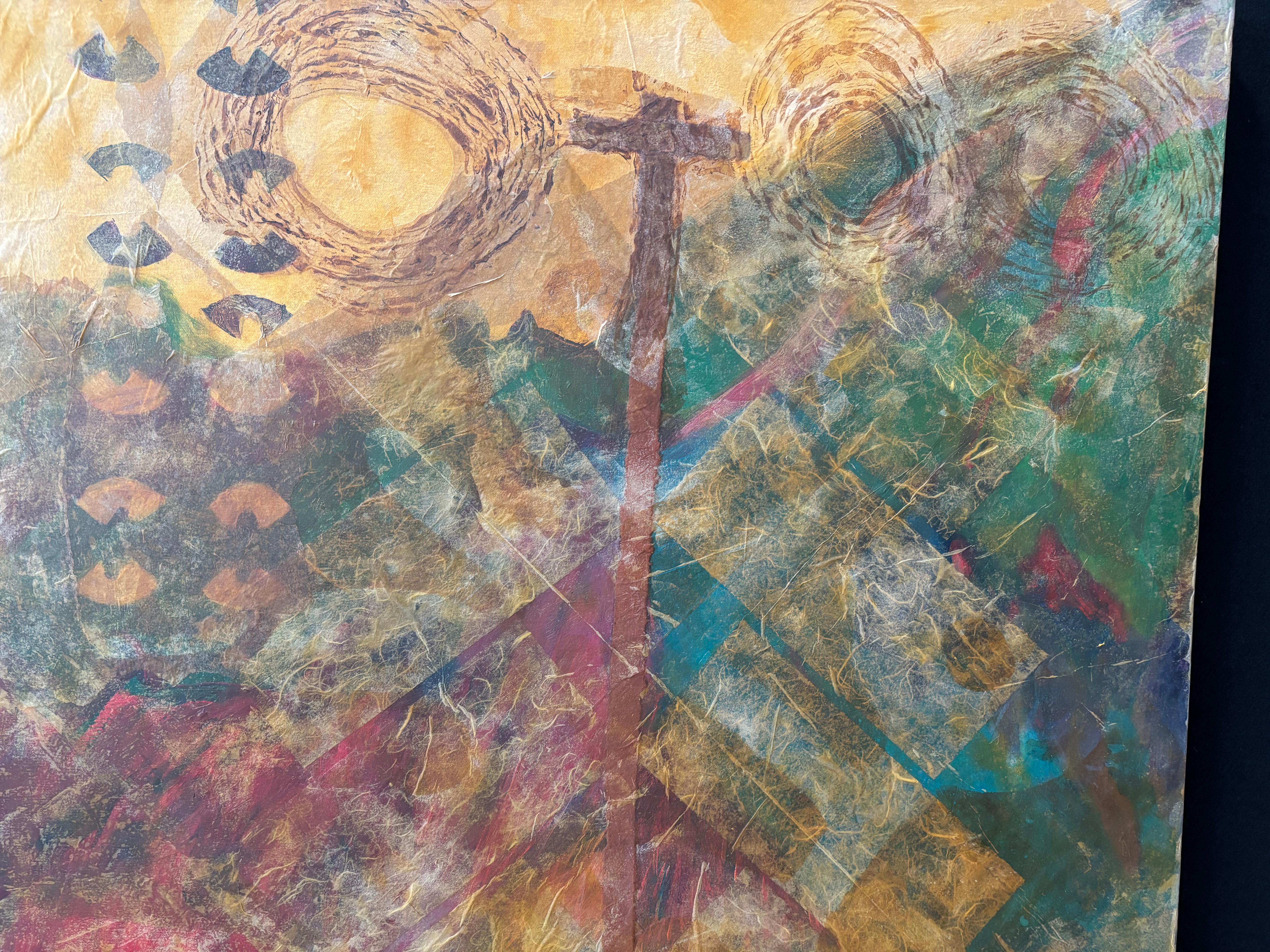Layers of Reality: Pogonip Diptych  Cold wax, monoprints, oil stick on For Sale 2