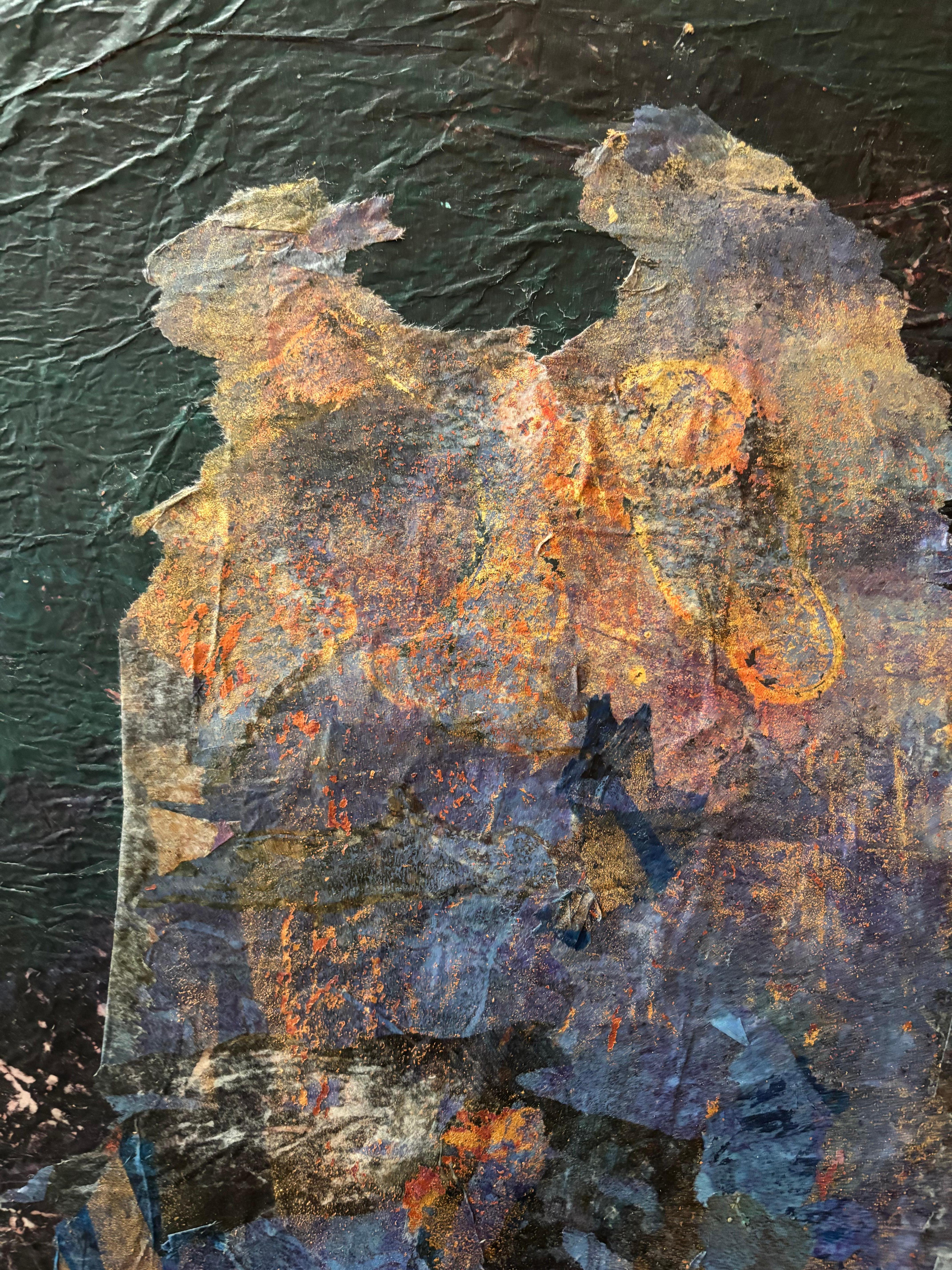 Love Tyme Cold wax, monoprints, oil stick on canvas - Painting by Majio